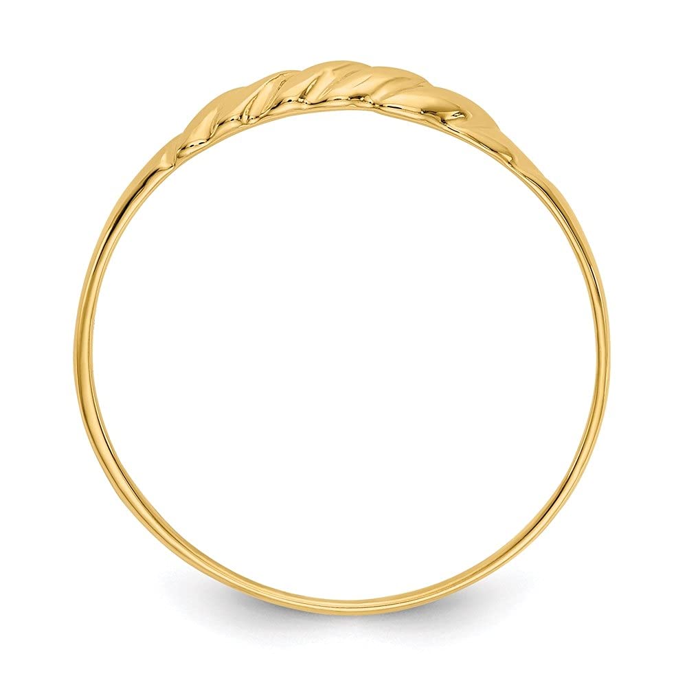 14K Yellow Gold Diamond-Cut Textured Ridged Dome Ring for Women | Elegant Stackable Band Jewelry Gift for Anniversary, Wedding & Special Occasions