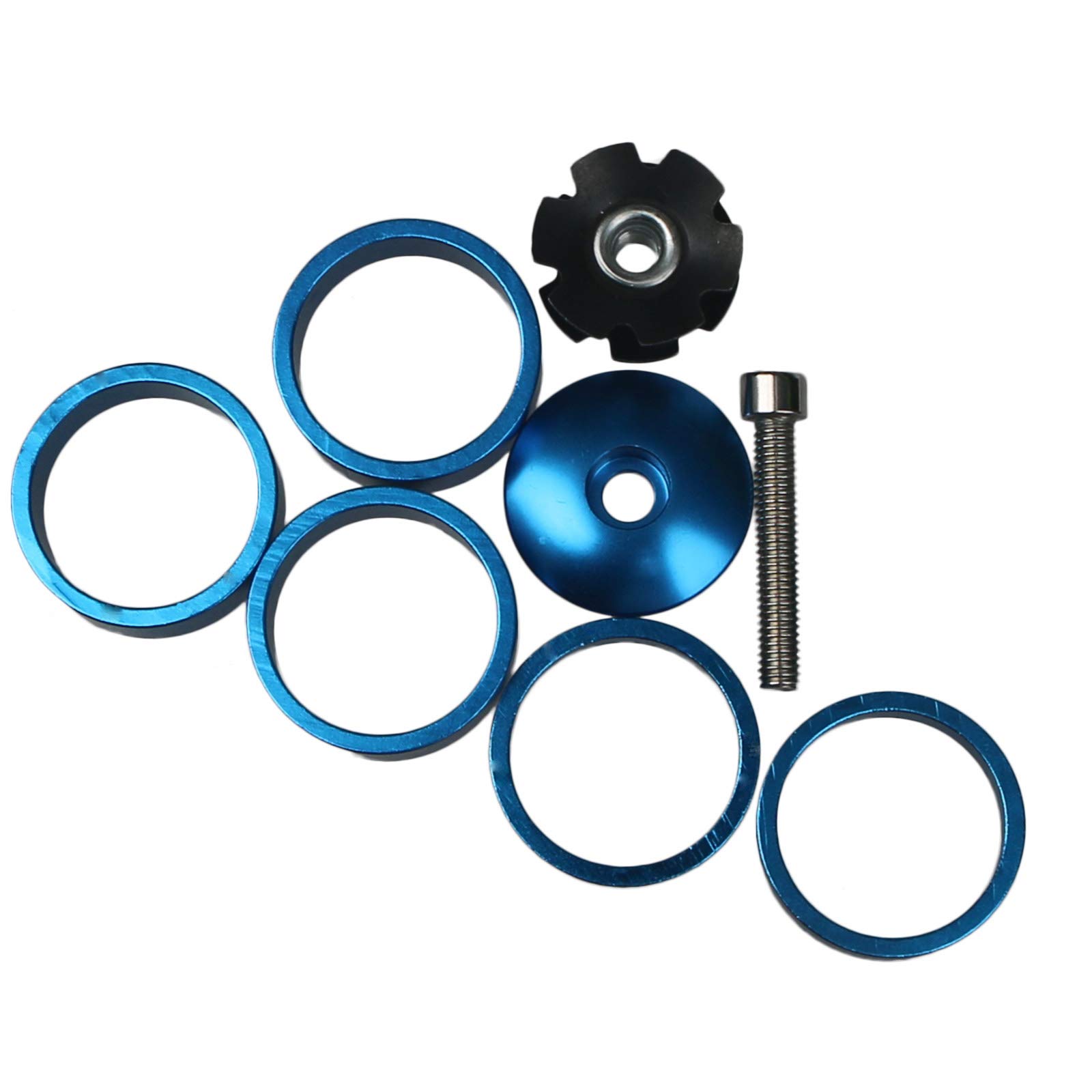 GANOPPER 1 1/8 Inch Headset Spacer with Stem Top Cap - Black, Red, Blue, Gold (4 Colors) - Bike Headset Spacers for MTB, Road Bikes & BMX - Durable Aluminum Alloy Cycling Components