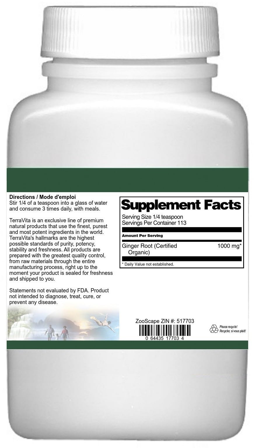 Organic Ginger Root Powder - USDA Certified, 4 oz (113g) - Pure & Natural for Cooking, Tea, Smoothies & Wellness - ZIN: 517703