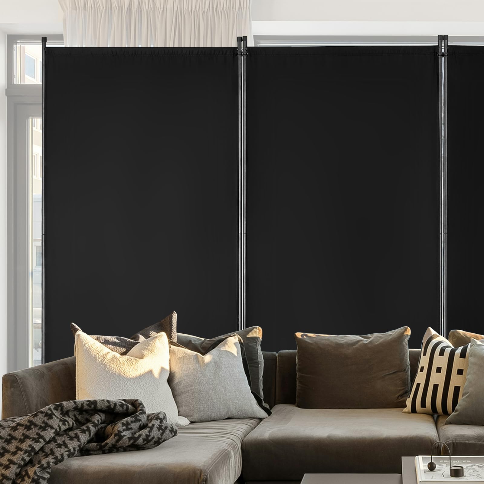 VEVOR 3-Panel Folding Room Divider - Black Freestanding Privacy Screen for Office, Bedroom, Living Room | Portable Partition for Home & Office Space Separation | Perfect for Creating Private Workspaces or Dividing Large Rooms