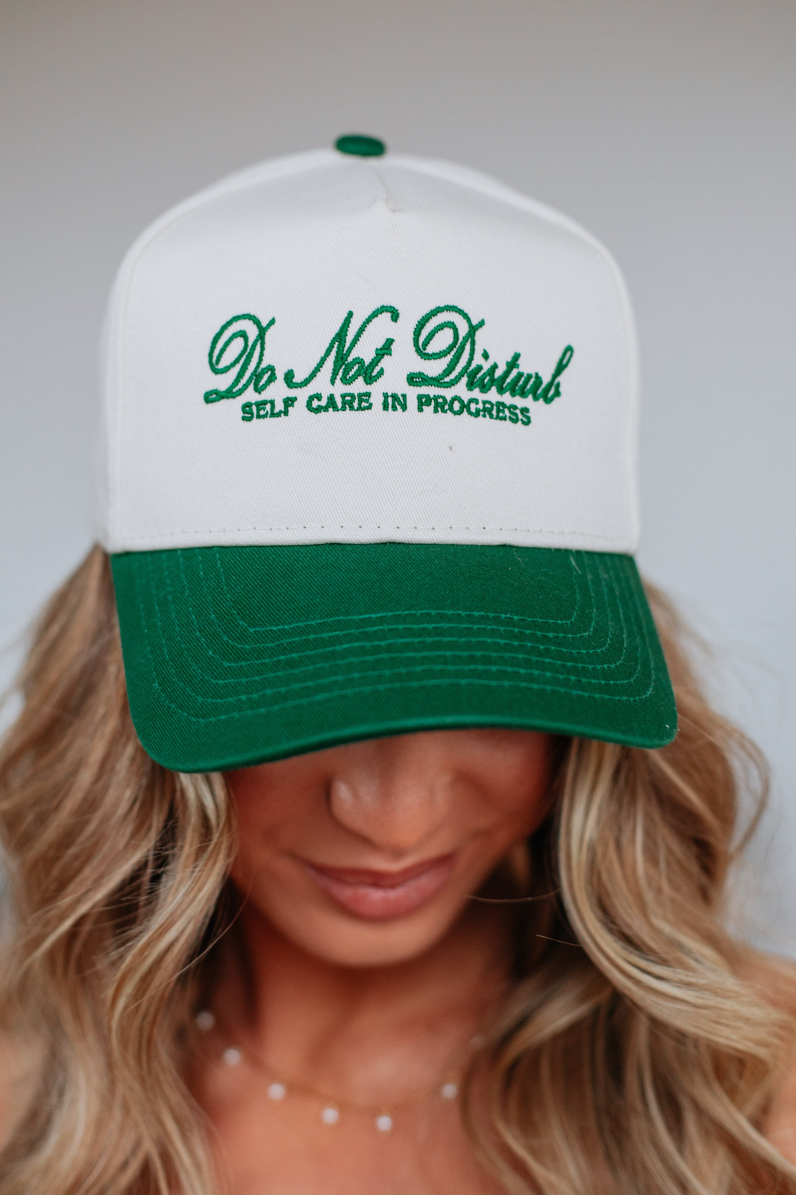 Best Do Not Disturb Trucker Hat in Hunter Green - Comfortable Mesh Back Cap for Outdoor Activities, Camping, and Road Trips