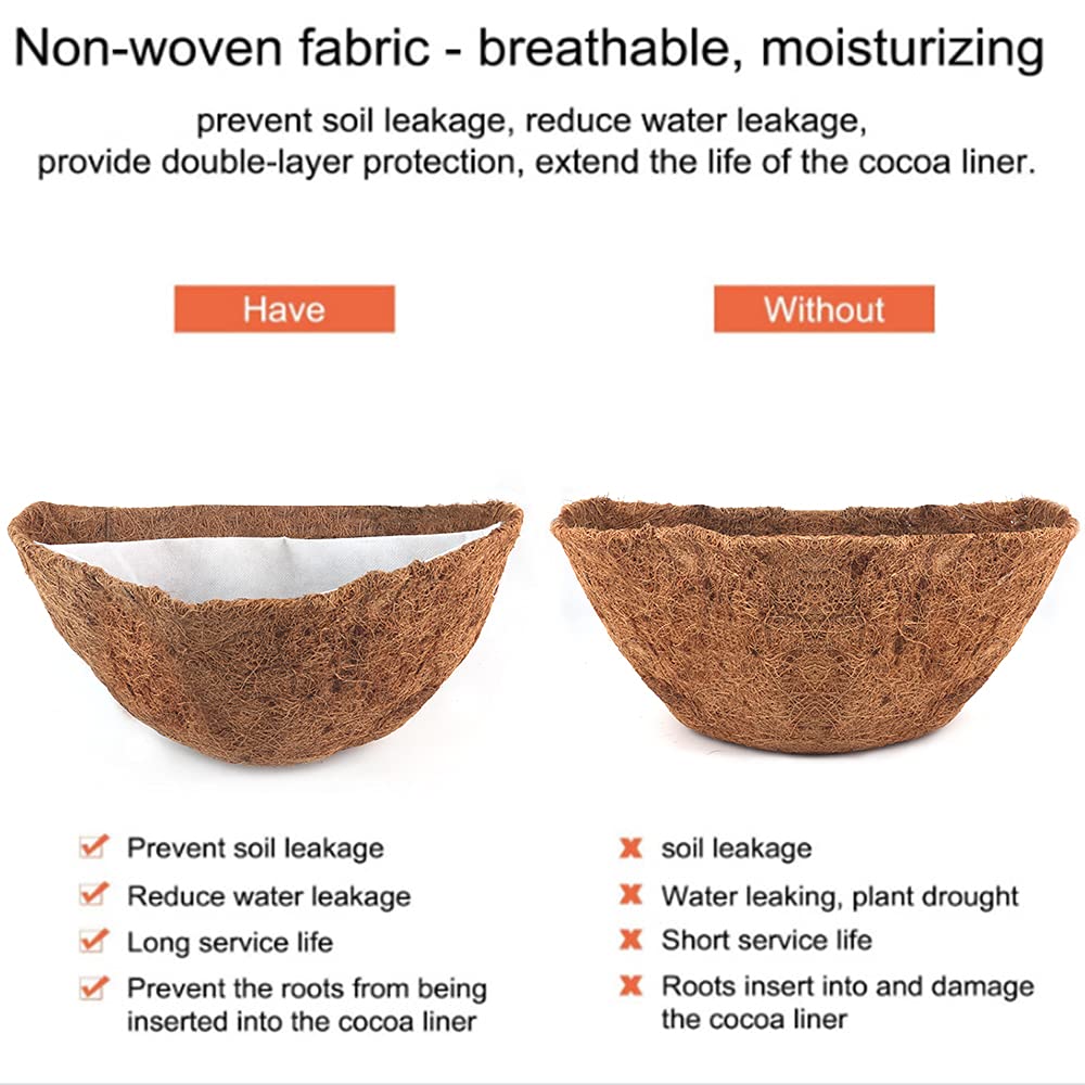2pcs Thick Coco Coir Liners for Hanging Baskets - 10 Inch Semicircle Coconut Fiber Plant Basket Liners, Insulating Flower Pot Basket Coconut Mat for Indoor/Outdoor Garden Decoration | Perfect for Ferns, Orchids & Hanging Flower Arrangements
