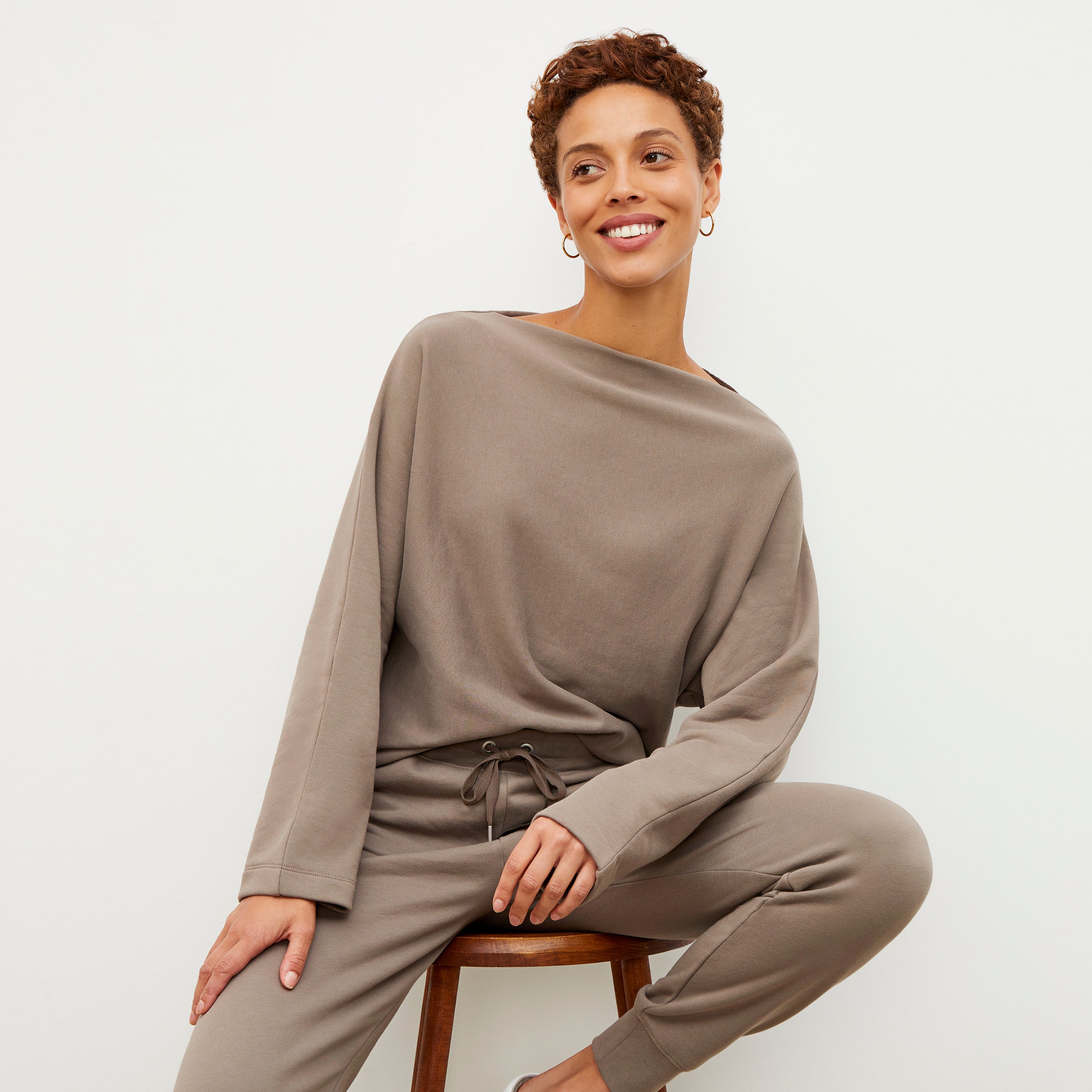 Joni Jogger French Terry Sweatpants for Women - Soft Mink Color Lounge Pants - Perfect for Yoga, Running & Casual Wear
