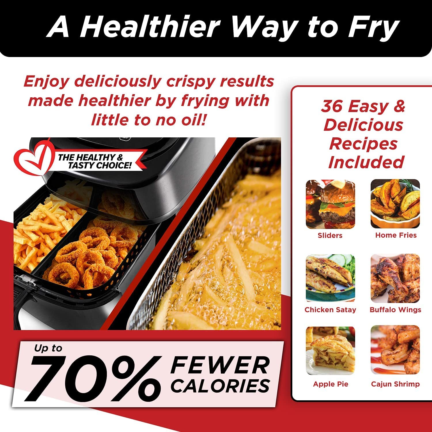 Nuwave Brio 6-Quart Digital Air Fryer with Smart Probe - Healthy Oil-Free Cooking, One-Touch Controls, Removable Divider & Grill Pan - Perfect for Family Meals, Quick Snacks & Low-Fat Diet - Black