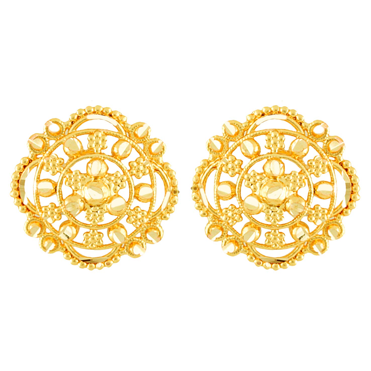 MEENAZ 18k Gold Plated Ruby Meenakari Stud Earrings for Women - Traditional South Indian Temple Jewelry Set with Screw Back Hoops & Bali Designs - Perfect for Weddings, Festivals & Ethnic Fashion