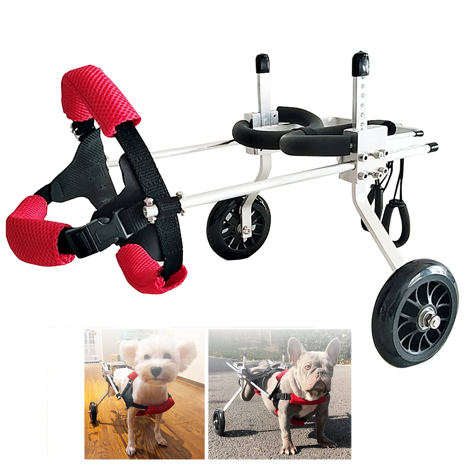 WANGPP Adjustable 2-Wheel Dog Wheelchair - Lightweight & Sturdy Pet Mobility Cart for Disabled Dogs with Hind Leg Issues | Easy Assembly | Ideal for Rehabilitation, Exercise & Daily Mobility Support