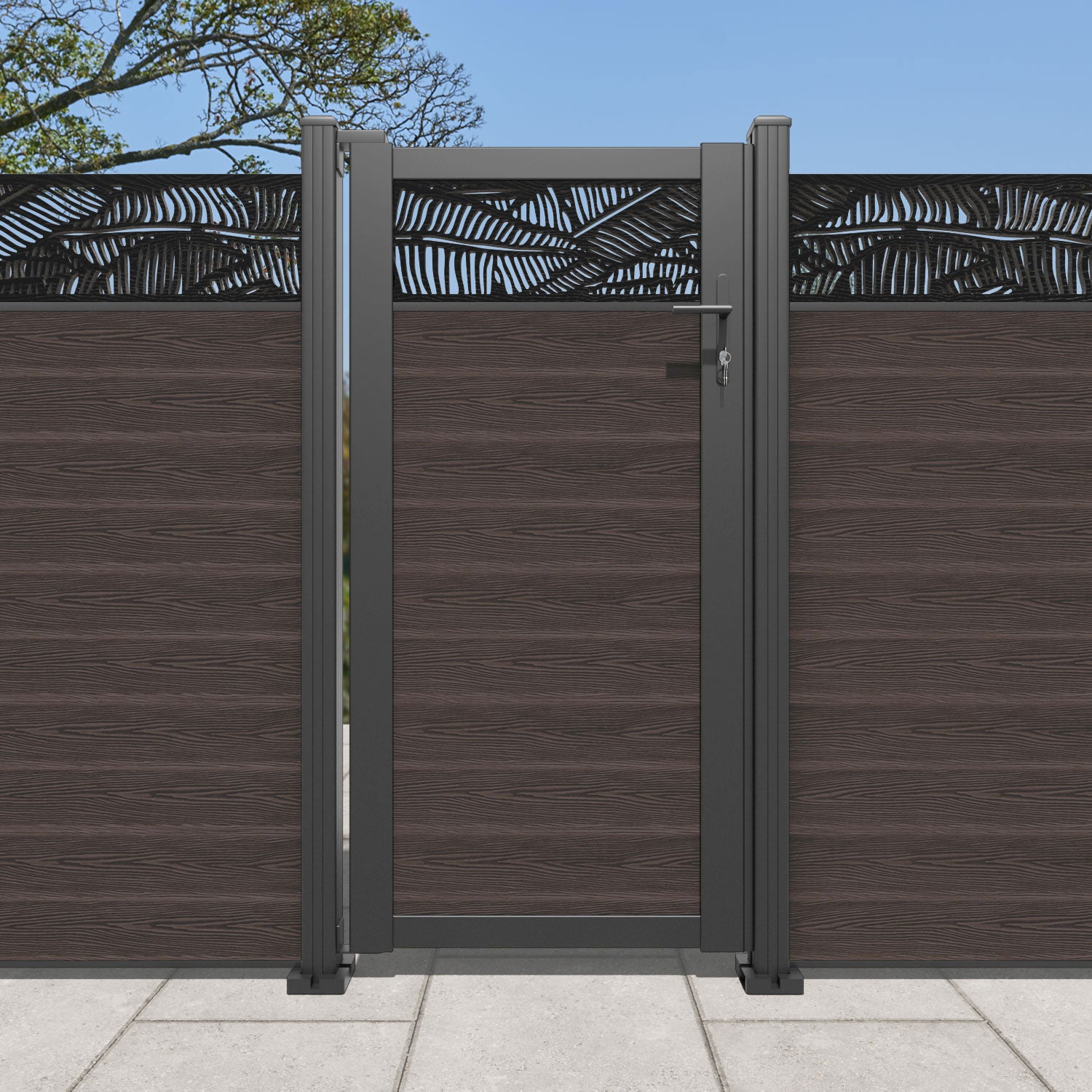 Classic Feather Pedestrian Gate - Mid Brown Wooden Garden Gate for Backyard, Fence, and Pathway Entrance | Durable & Stylish Outdoor Decor
