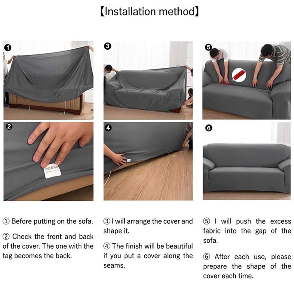 Dark Grey Stretch Sofa Slipcover for 3-Seat Couch - Anti-Slip, Washable Fabric Couch Cover for Living Room, Loveseat & Sectional - Perfect for Pets, Kids & Home Decor Refresh
