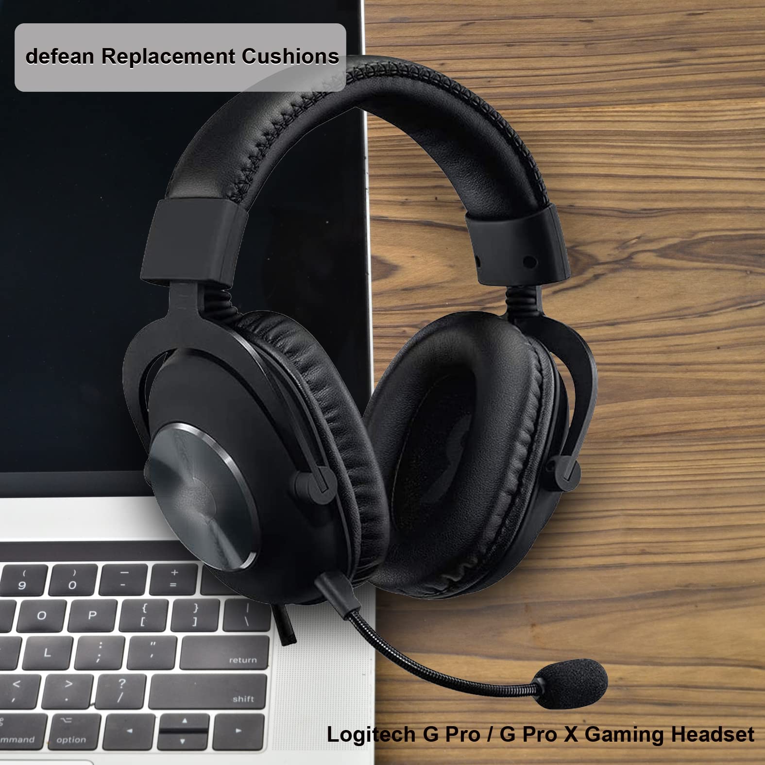 Defean Replacement Ear Pads for Logitech G PRO X & G PRO Gaming Headset - High-Density Noise Cancelling Foam Cushions (Protein PU Leather) - Perfect for Gaming, Streaming & Office Use