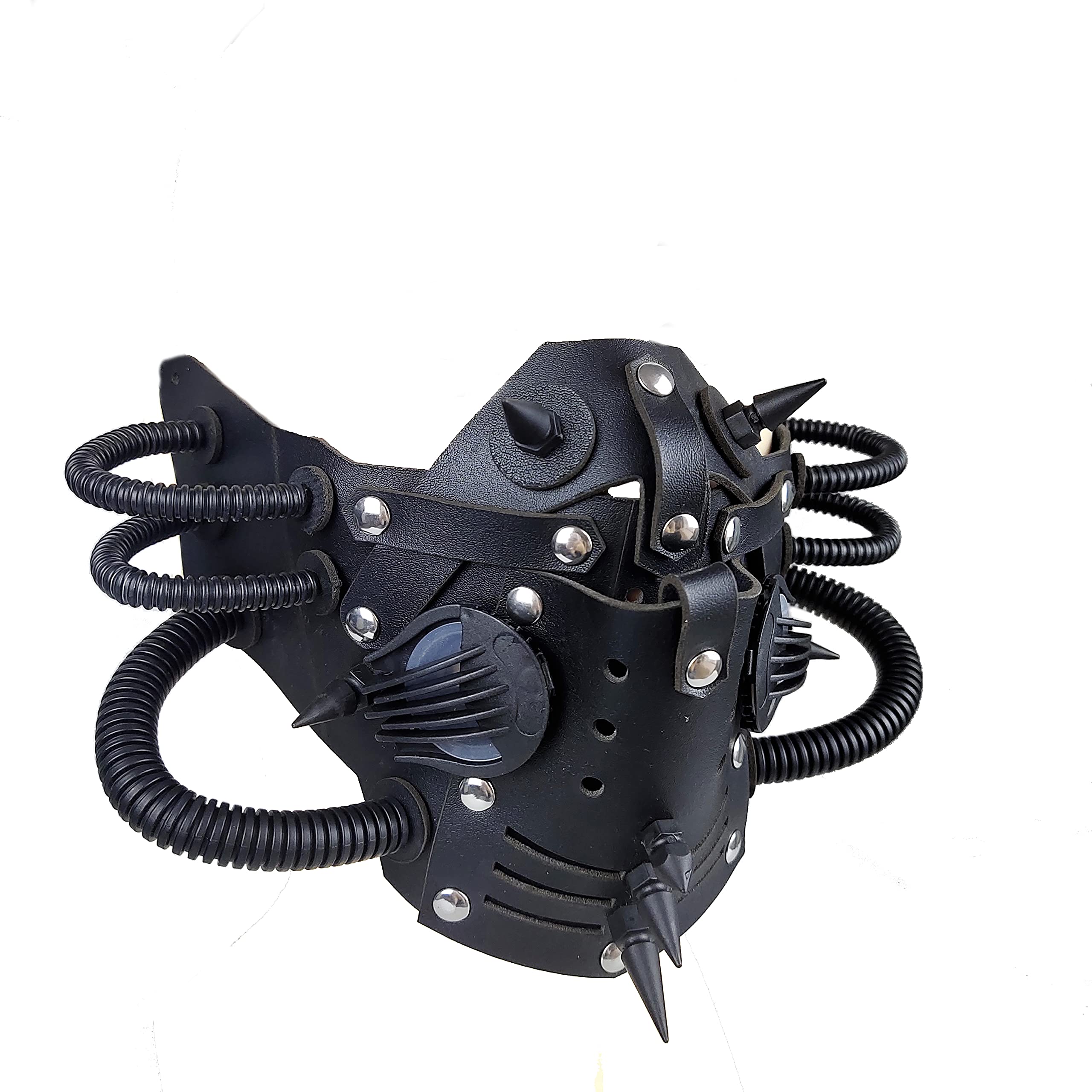 Ubauta Steampunk Leather Mask - Handmade Cosplay Mask with Punk Rivets for Masquerade Balls, Halloween Costumes & Gothic Fashion Accessories
