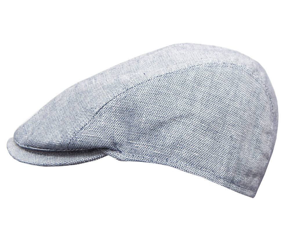 Stanton Italian Made Linen Cotton Blend Blue Ivy Flat Cap - Stylish Unisex Hat for Casual Wear, Outdoor Activities & Fashion Accessories