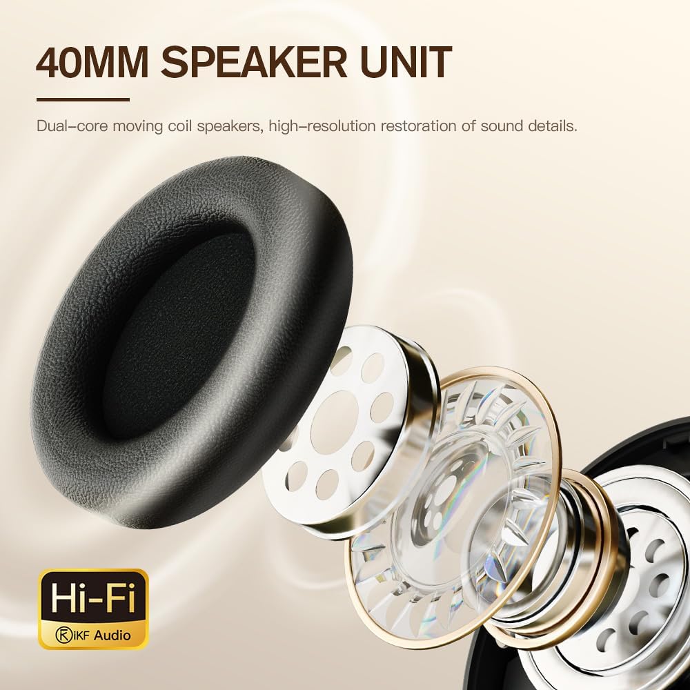 iKF King Pro Hybrid Active Noise Cancelling Headphones - Bluetooth 5.3 Wireless Headset with HiFi Sound, Deep Bass & 125H Playtime for Travel, Work & Gaming | Built-in Mic, Multipoint Connection (Black)