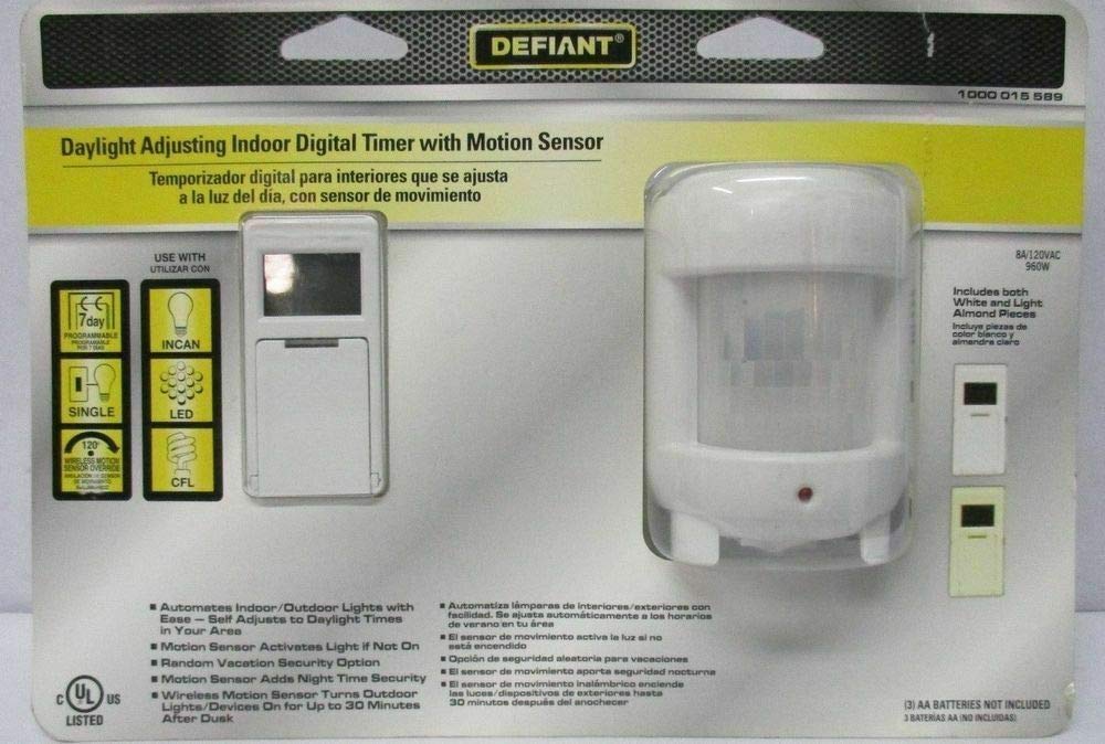 Defiant SunSmart 8 Amp In-Wall Digital Timer 49820 - Programmable Light Switch for Home Automation, Energy Saving & Outdoor Lighting Control | Perfect for Indoor & Outdoor Use, Smart Home Integration