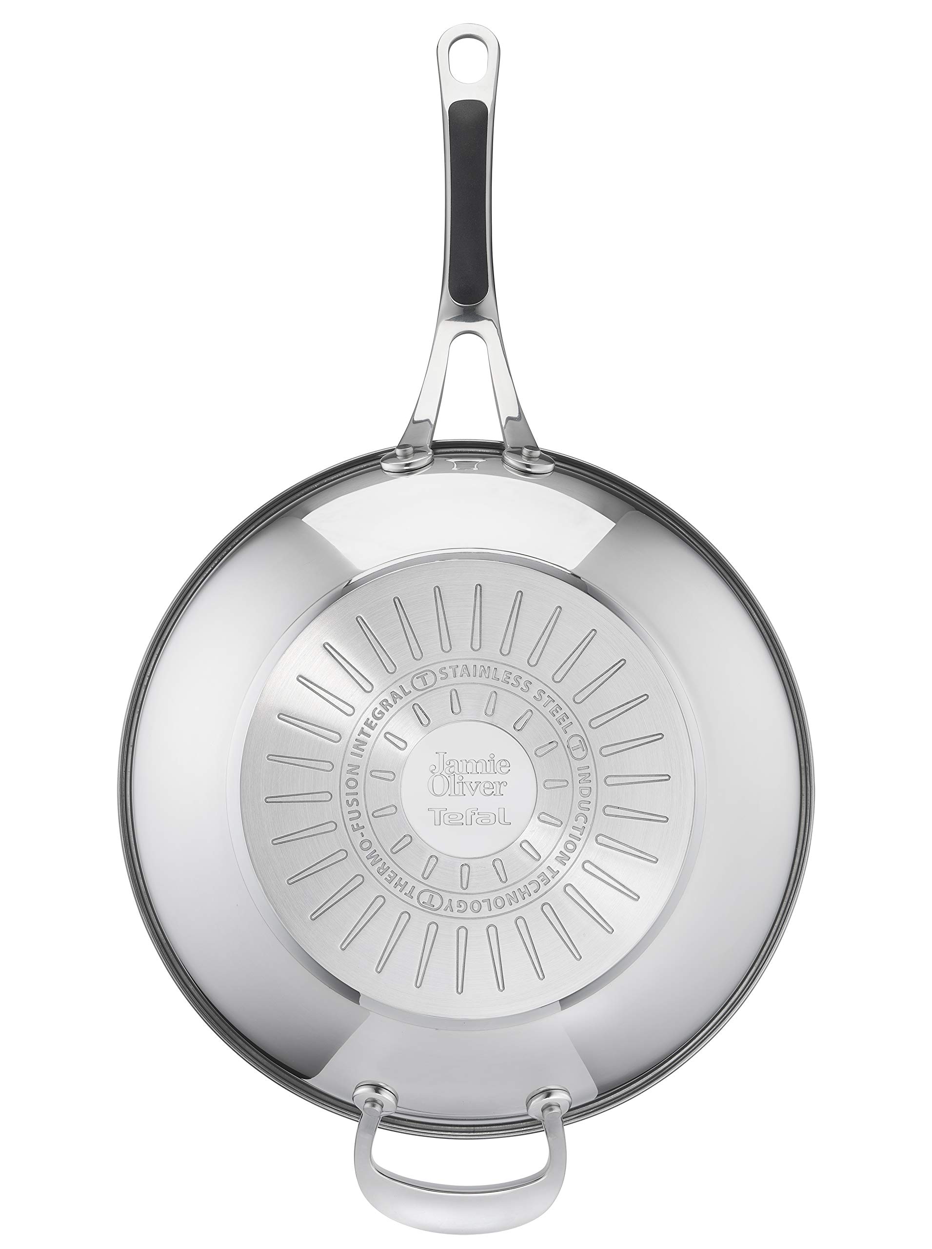 Tefal Jamie Oliver Cook's Classics E3068835 Nonstick Wok Pan - 28cm Induction Compatible, Oven Safe Stainless Steel with Riveted Handle - Perfect for Stir-Fry, Sautéing & Asian Cooking