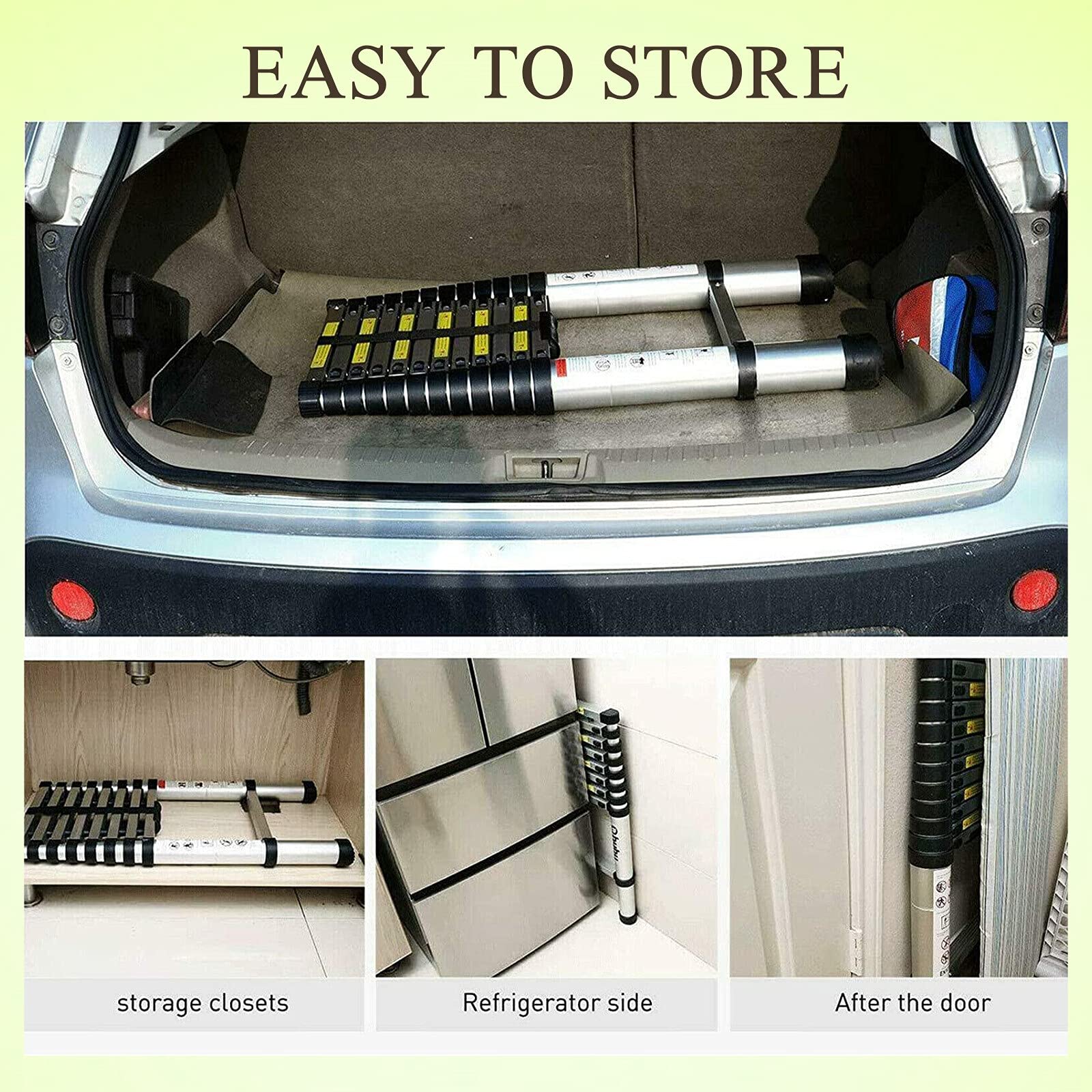16.5FT Telescoping Ladder with Slow Release Safety Lock - 300LBS Capacity Anti-Slip Lightweight Aluminum Extension Ladder - Adjustable Height for Home, Roof, RV & Outdoor Use - Easy to Carry & Store - Black