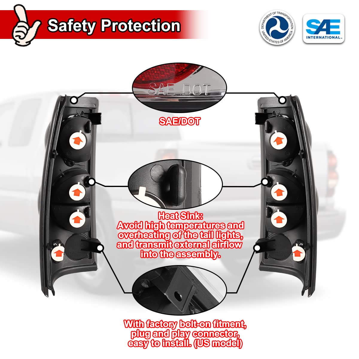 Nixon Offroad LED Tail Lights for Chevy Silverado 1500 2500 3500 1999-2006 & GMC Sierra 1500 2500 3500 1999-2002 - Chrome/Clear Lens Replacement Tail Lamps Assembly - Perfect for Off-Roading, Truck Upgrades & Night Driving Safety