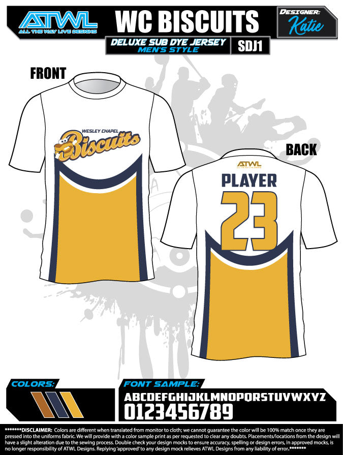 Wesley Chapel Fall League Men's Sublimated Dye Jerseys - Custom Team Uniforms for Baseball, Basketball & Soccer Games