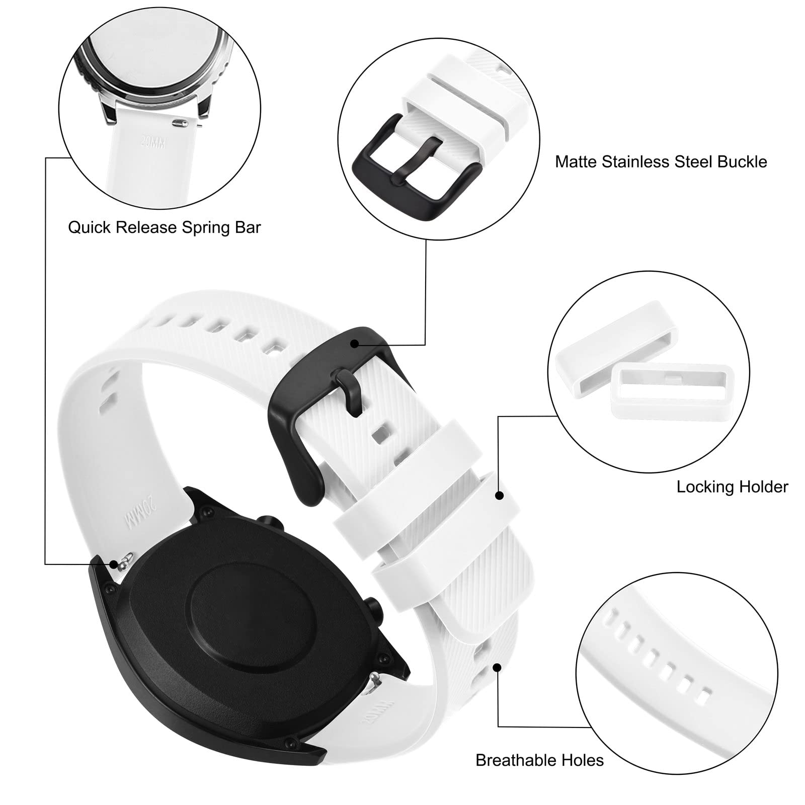 BISONSTRAP Quick Release Silicone Watch Band - 18mm 19mm 20mm 21mm 22mm Durable Soft Strap for Men & Women - Perfect for Sports, Work & Everyday Wear