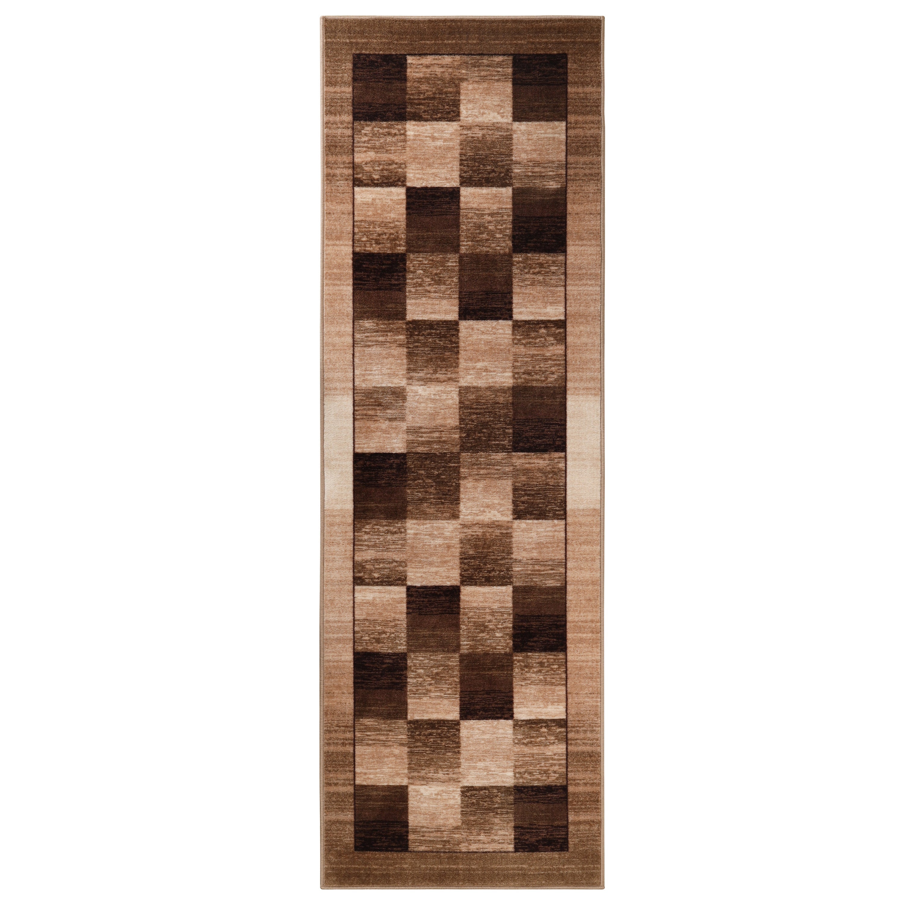 Lockwood Color Block Non-Slip Washable Indoor Area Rug or Runner - Perfect for Living Room, Bedroom, Entryway & High Traffic Areas