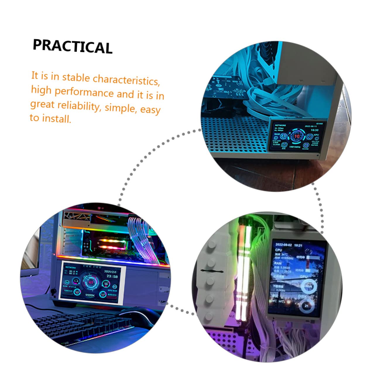 OSALADI 2 Pack Mini PC Secondary Display Screen - External GPU Enclosure Mini LCD Monitor for Computer Case - Perfect for Gaming Rigs, Workstations & Home Office Setups