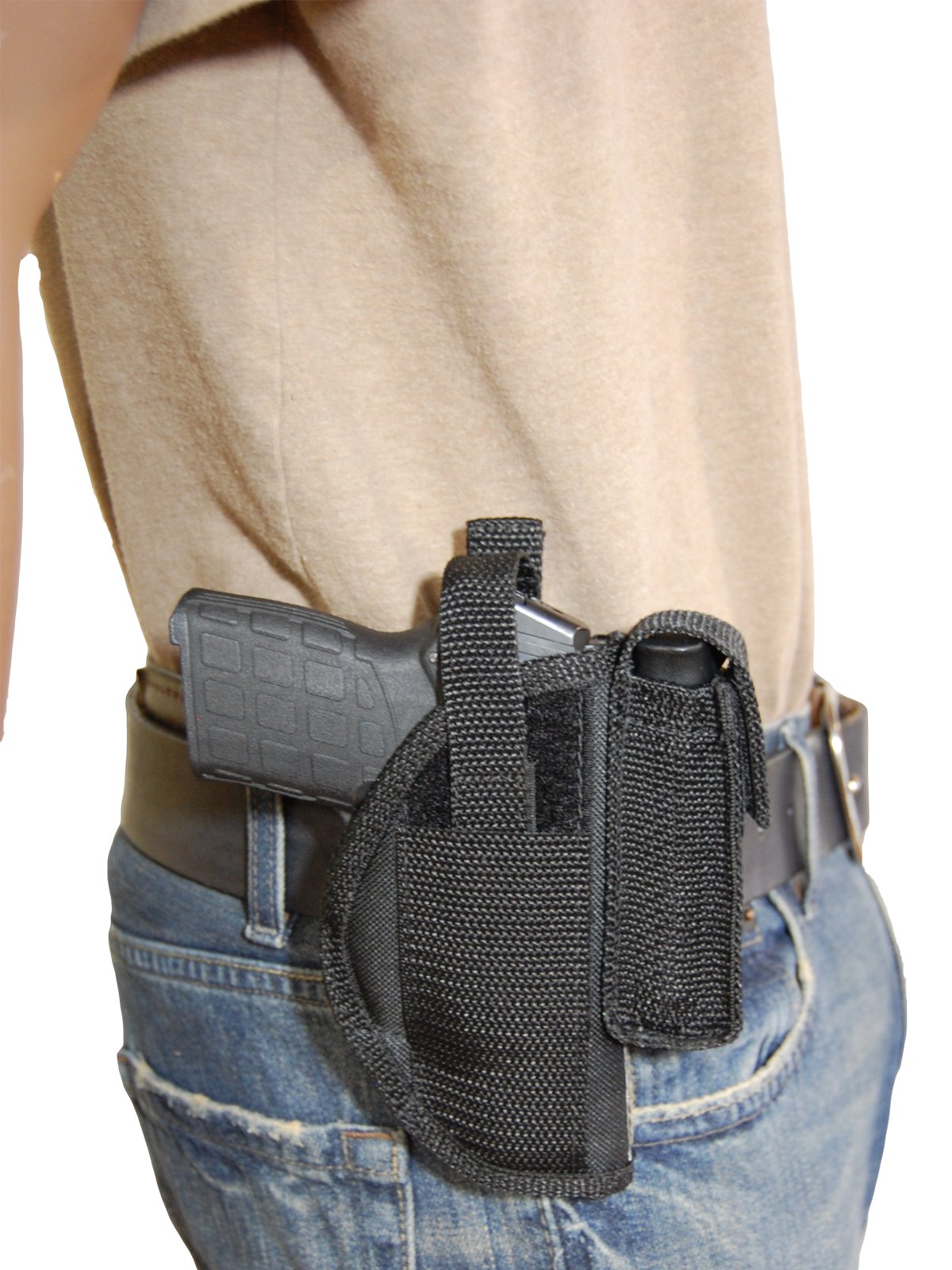 Barsony Concealed Carry Belt Loop Holster with Magazine Pouch - Fits .380, Ultra Compact 9mm, 40 & 45 Pistols - Perfect for Everyday Carry, Range Training & Outdoor Activities