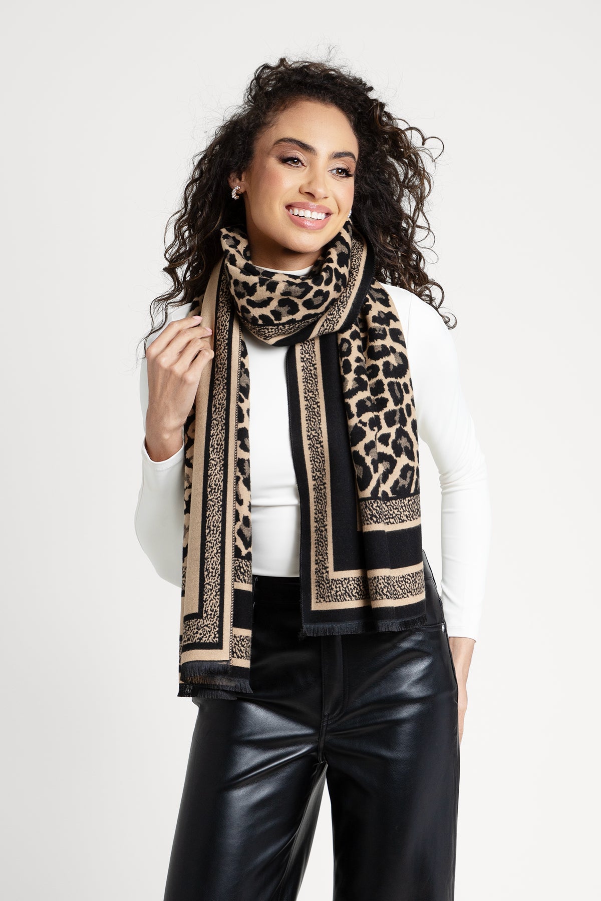 Reversible Leopard Print Scarf - Soft Winter Fashion Accessory for Women - Perfect for Cold Weather, Office Wear & Holiday Outfits