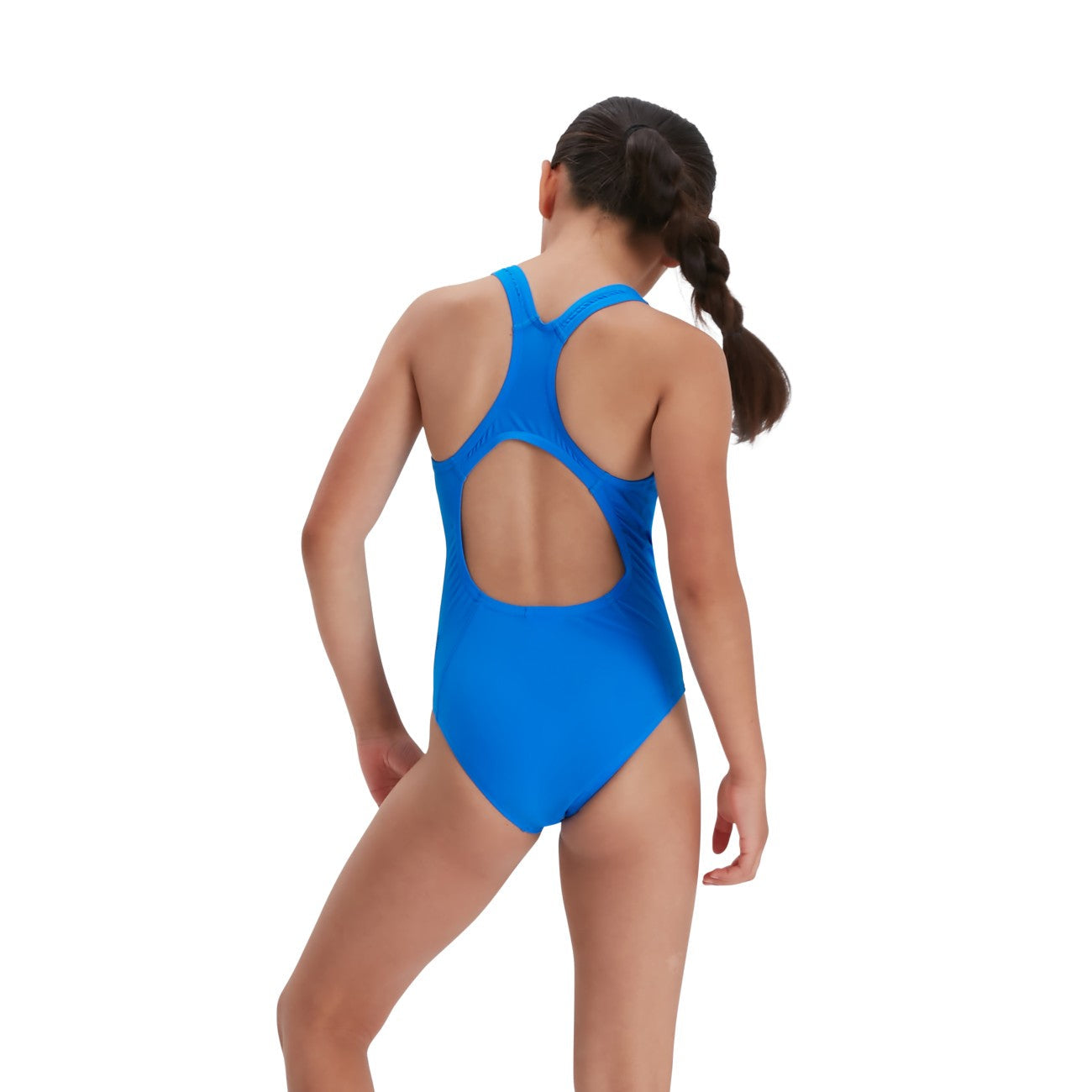 Speedo Eco Junior Girls Essential Endurance+ Medalist Swimsuit - Blue | Competitive Swimwear for Kids Training & Swim Meets | Durable Chlorine-Resistant Fabric