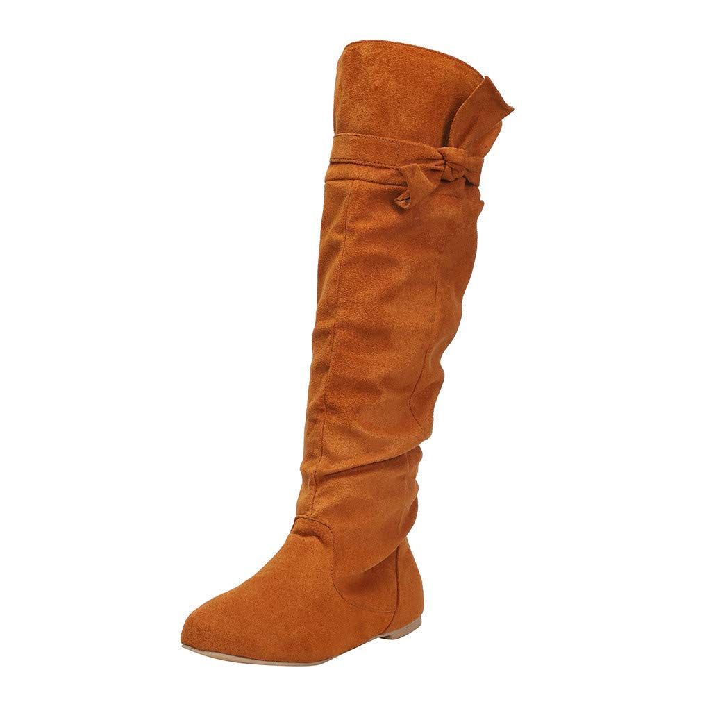 Gibobby Women's Square Toe Knee High Platform Boots - Retro Winter Ankle Boots with Chunky Heel for Casual Outfits, Date Night & Office Wear