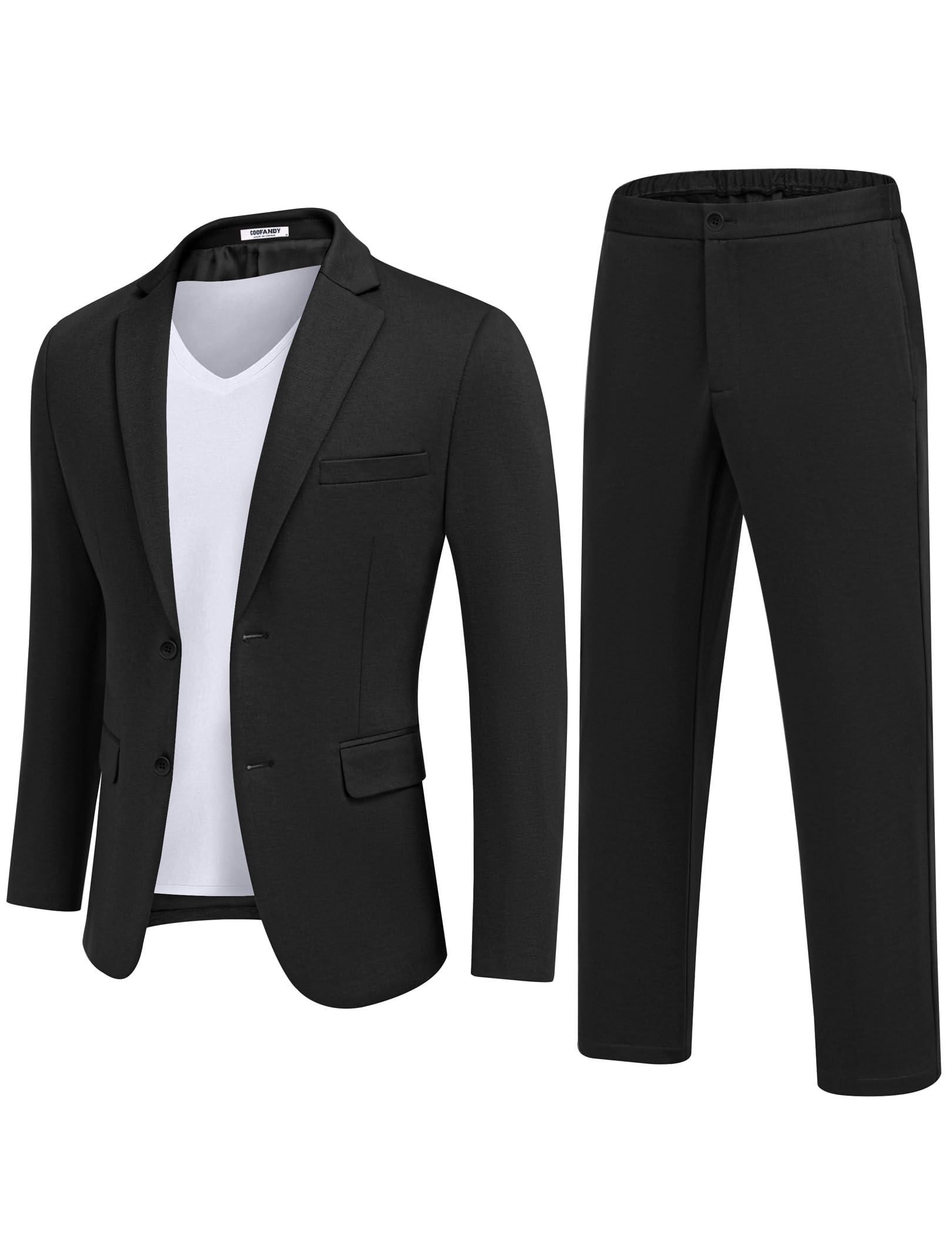 COOFANDY Men's Slim Fit 2-Piece Suit Set - Lightweight Knit Blazer & Pants for Business Casual & Office Wear | Comfortable Stretch Fabric for Weddings, Parties & Professional Events