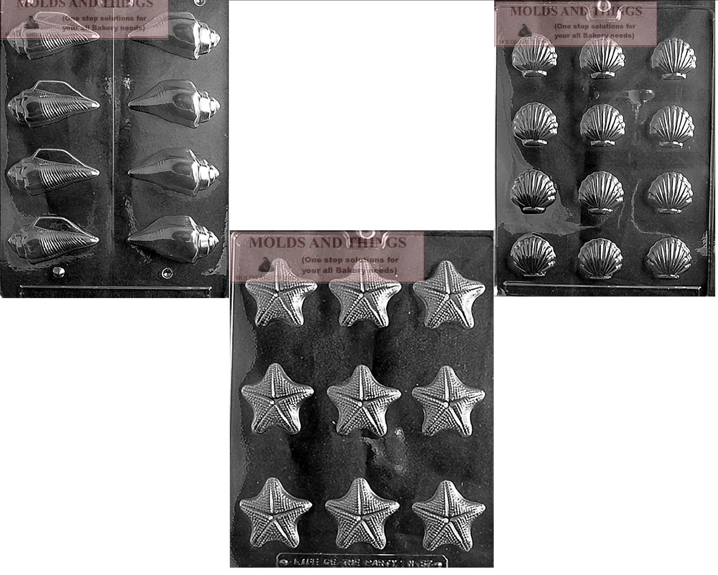 Premium Fish, Starfish & Seashell Chocolate Candy Molds Set - Includes Detailed Molding Instructions for DIY Candy Making - Perfect for Birthday Parties, Wedding Favors & Holiday Treats