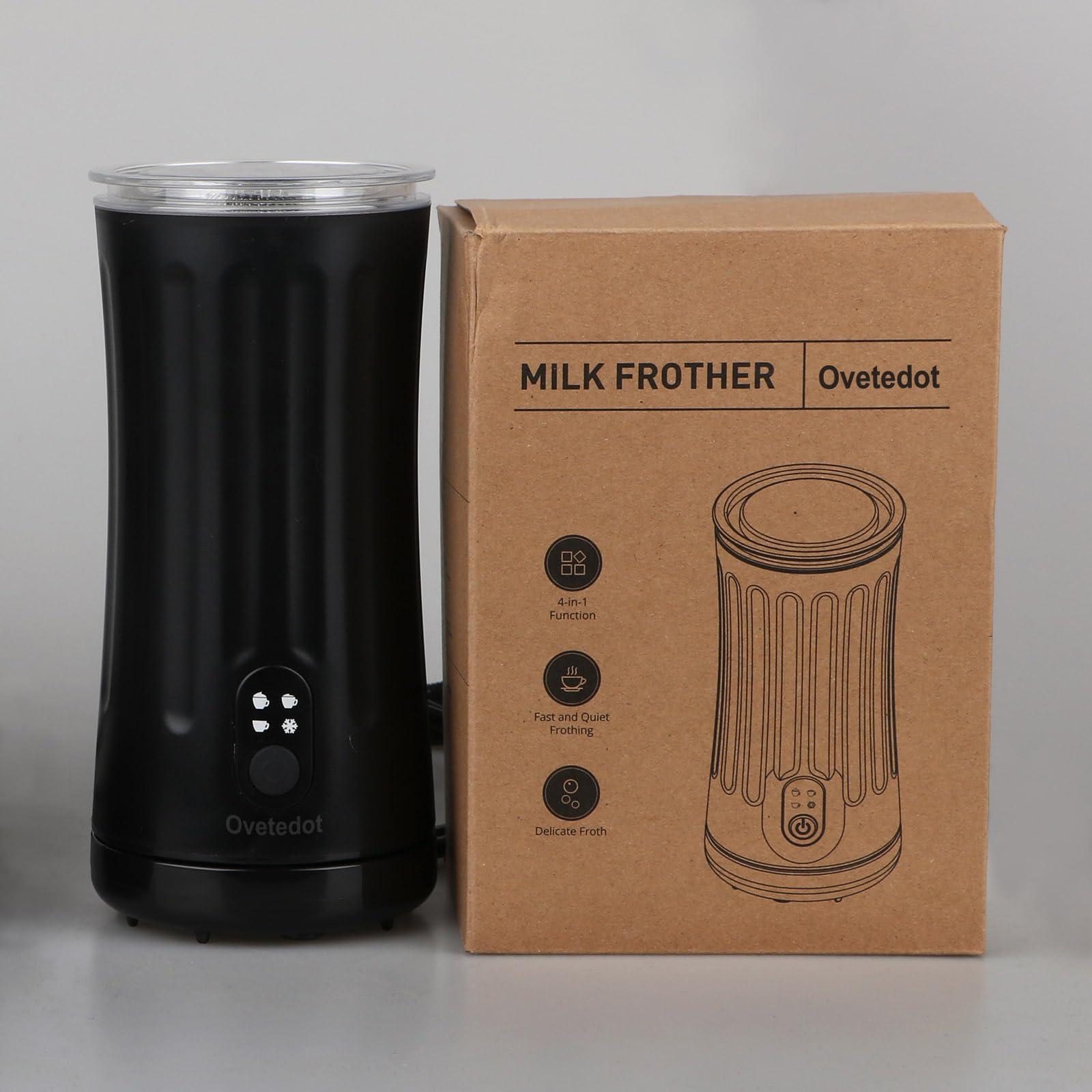 Electric Milk Frother and Steamer - Black - Perfect for Lattes, Cappuccinos, and Hot Chocolate at Home or Office