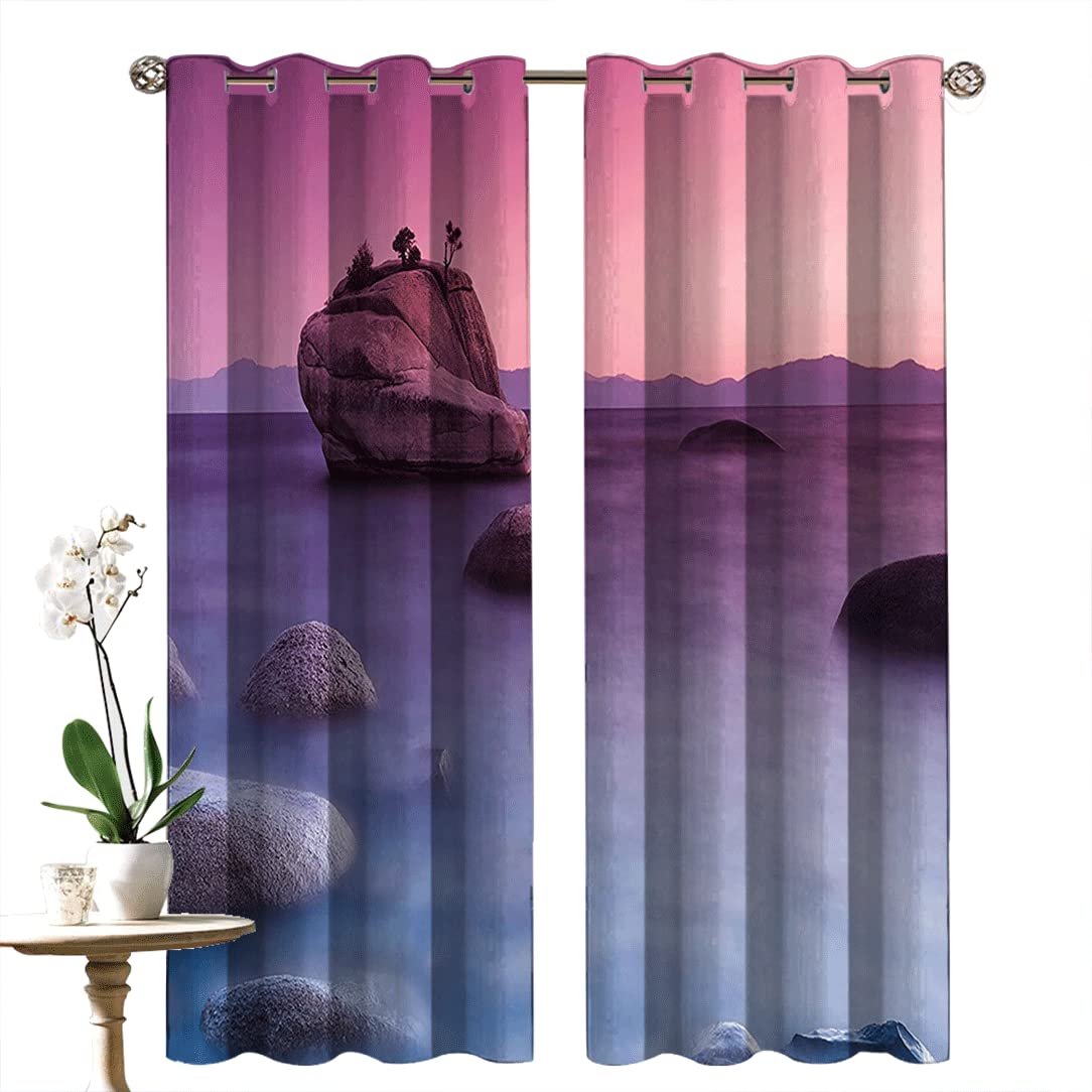 Blackout Curtains with Grommet Top - Modern Print Room Darkening Drapes 72x120 Inch for Bedroom & Living Room - Decorative Thermal Insulated Window Treatments for Better Sleep & Privacy