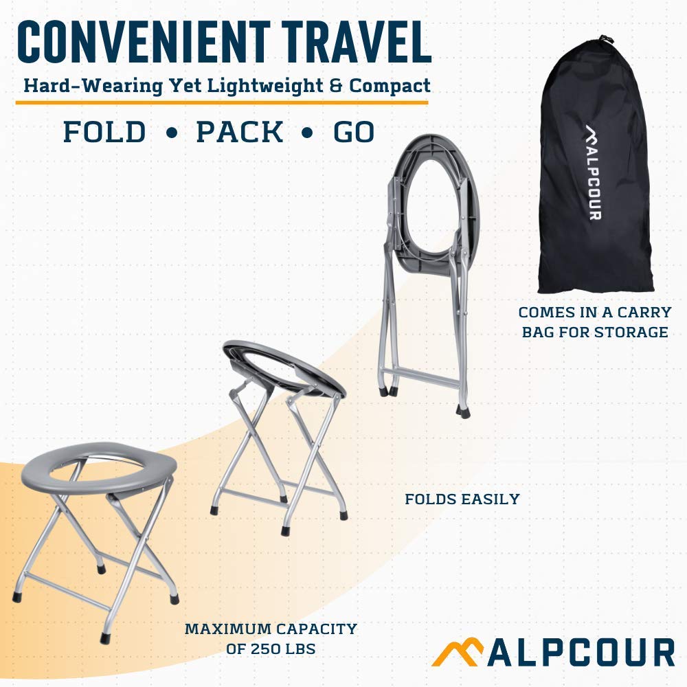Alpcour Portable Toilet with Built-in Sink - 17L Water Capacity Camping Toilet for RV, Boat, Travel & Outdoor Adventures | Compact Commode with Travel Bags for Emergency, Road Trips & Off-Grid Living