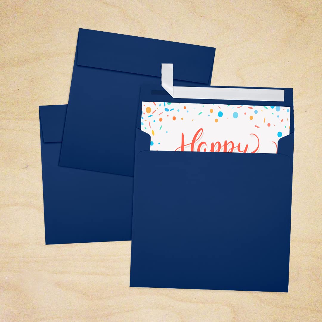 LUXPaper Premium Square Invitation Envelopes 6x6 Inches - Navy Blue Peel & Press Sealing - 80lb Text Weight (Pack of 1,000) for Wedding Invitations, Greeting Cards & Business Stationery