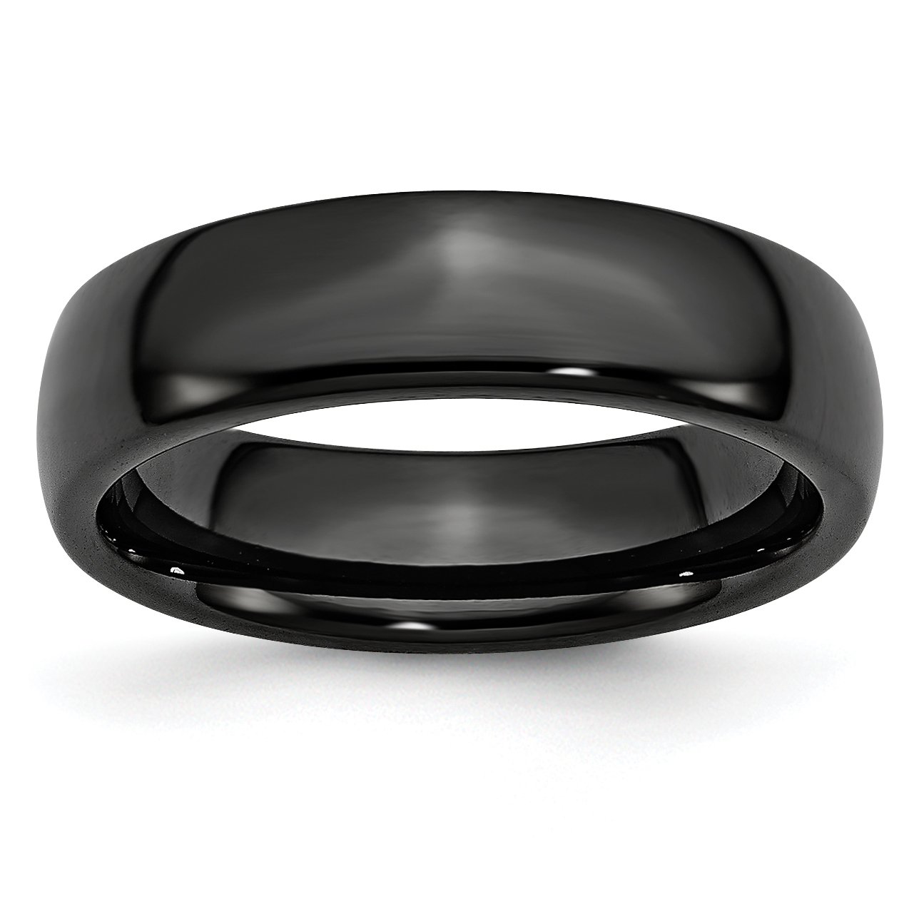 Men's Black Ceramic 6mm Polished Wedding Band Ring - Durable & Comfortable for Everyday Wear, Anniversary Gifts & Special Occasions
