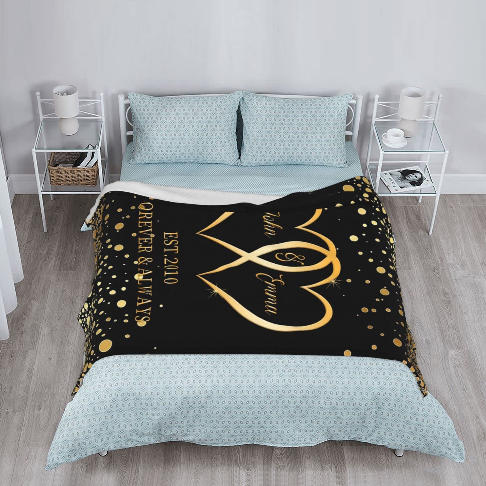 Personalized Couple Blankets - Custom Anniversary & Valentine's Day Gifts for Boyfriend, Wedding Present for Him, Birthday Gift for BF, Long Distance Relationship Keepsake - Perfect for Romantic Dates, Home Decor & Thoughtful Surprises