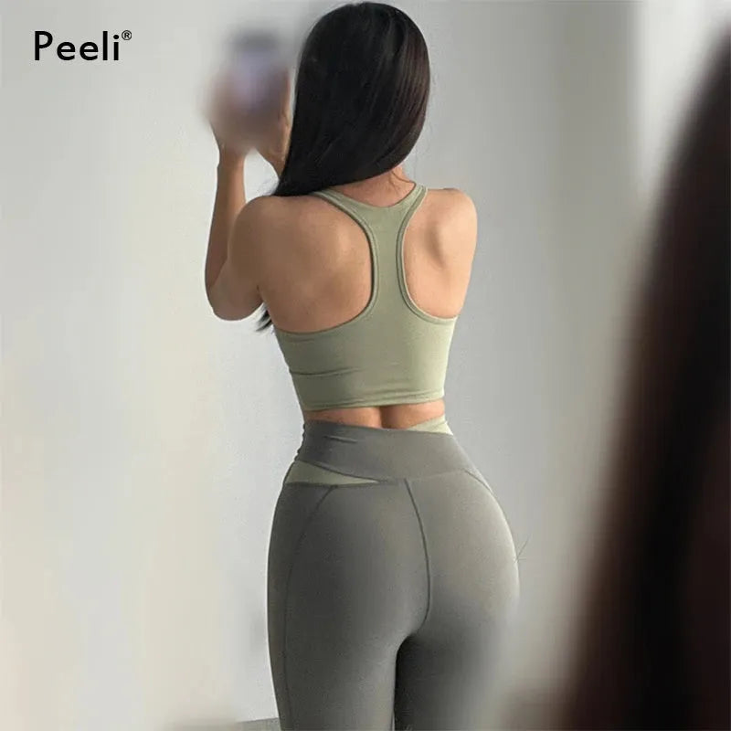 Women's Yoga Set - Sexy Sports Bra & High Waist Leggings 2-Piece Workout Outfit | Gym Clothes for Yoga, Pilates & Fitness Training | Breathable Athletic Sportswear for Women