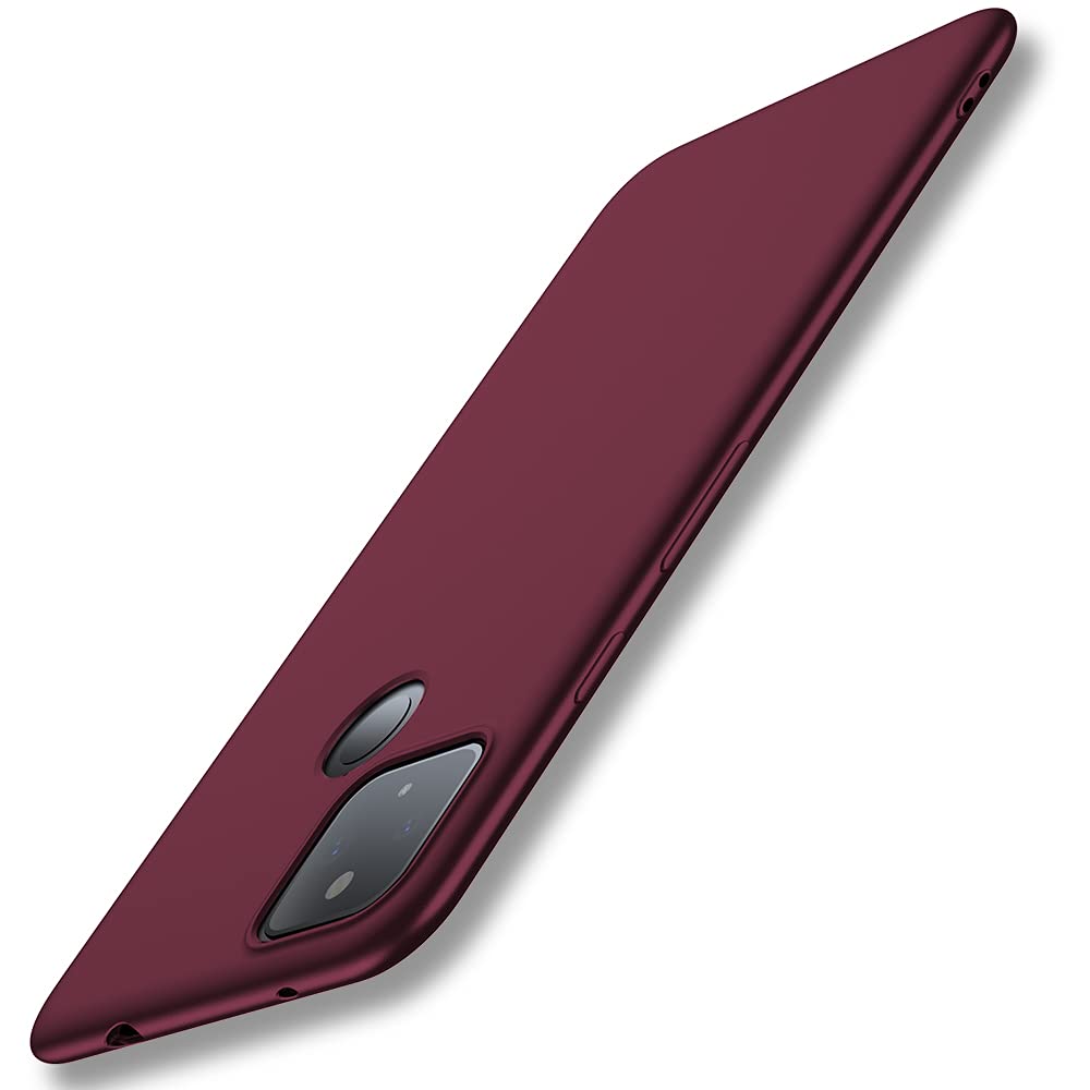 Google Pixel 4a 5G Case - Ultra Slim Fit, Soft Flexible TPU, Matte Finish, Light Coating, Full Protective Cover for Women - Wine Red - Perfect for Everyday Use and Travel