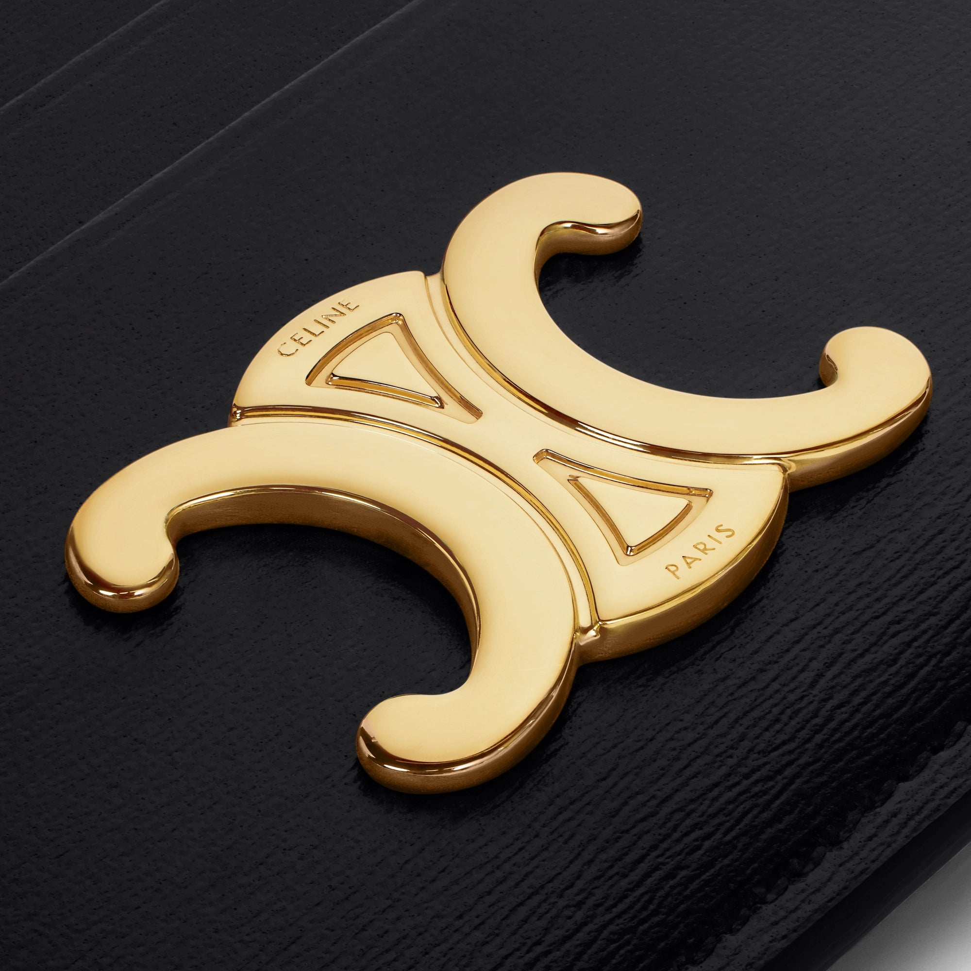 Celine Triomphe Card Holder in Shiny Calfskin - Gold | Luxury Slim Wallet for Credit Cards & Cash | Perfect for Everyday Use, Travel & Gifting
