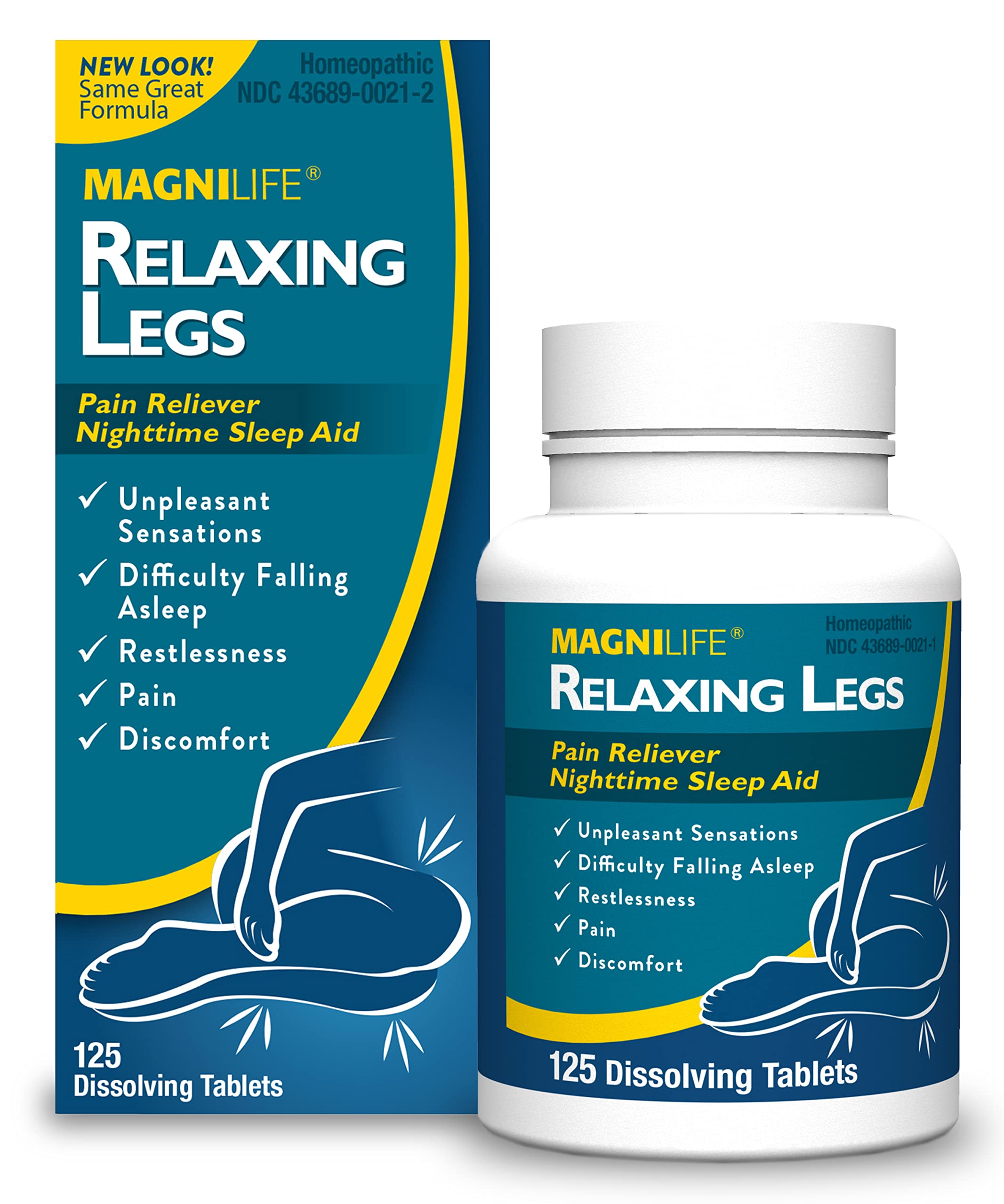 MagniLife Relaxing Legs - Natural Sleep Aid & Pain Relief Tablets | Calms Leg Jerks, Restlessness & Discomfort | 125 Fast-Dissolving Tablets for Better Sleep & Nighttime Comfort