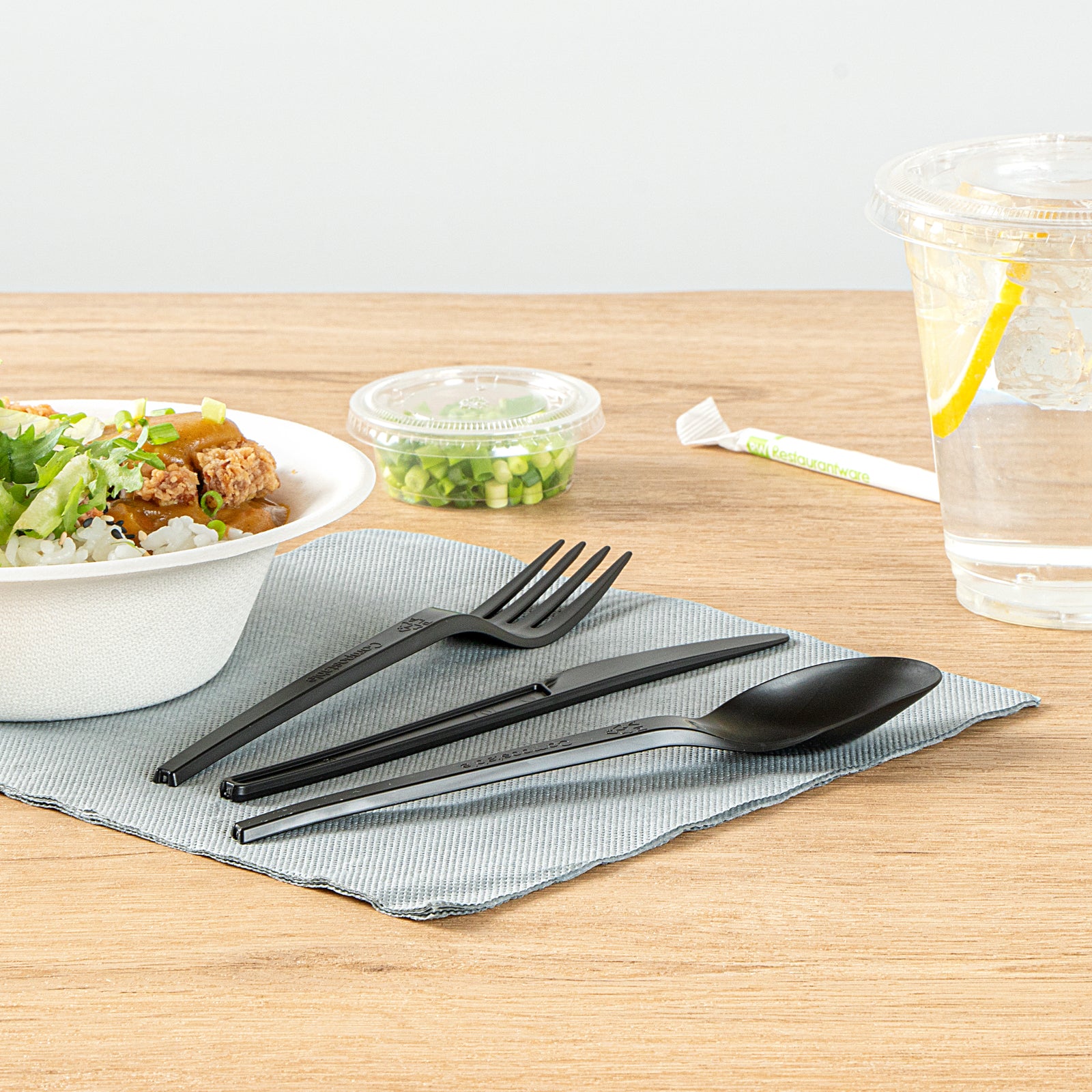 Eco-Friendly Black CPLA Plastic Cutlery Set - 290 Count, Heat Resistant & Compostable Cutlery (6.5 Inches) - Perfect for Parties, Picnics, Catering & Sustainable Dining