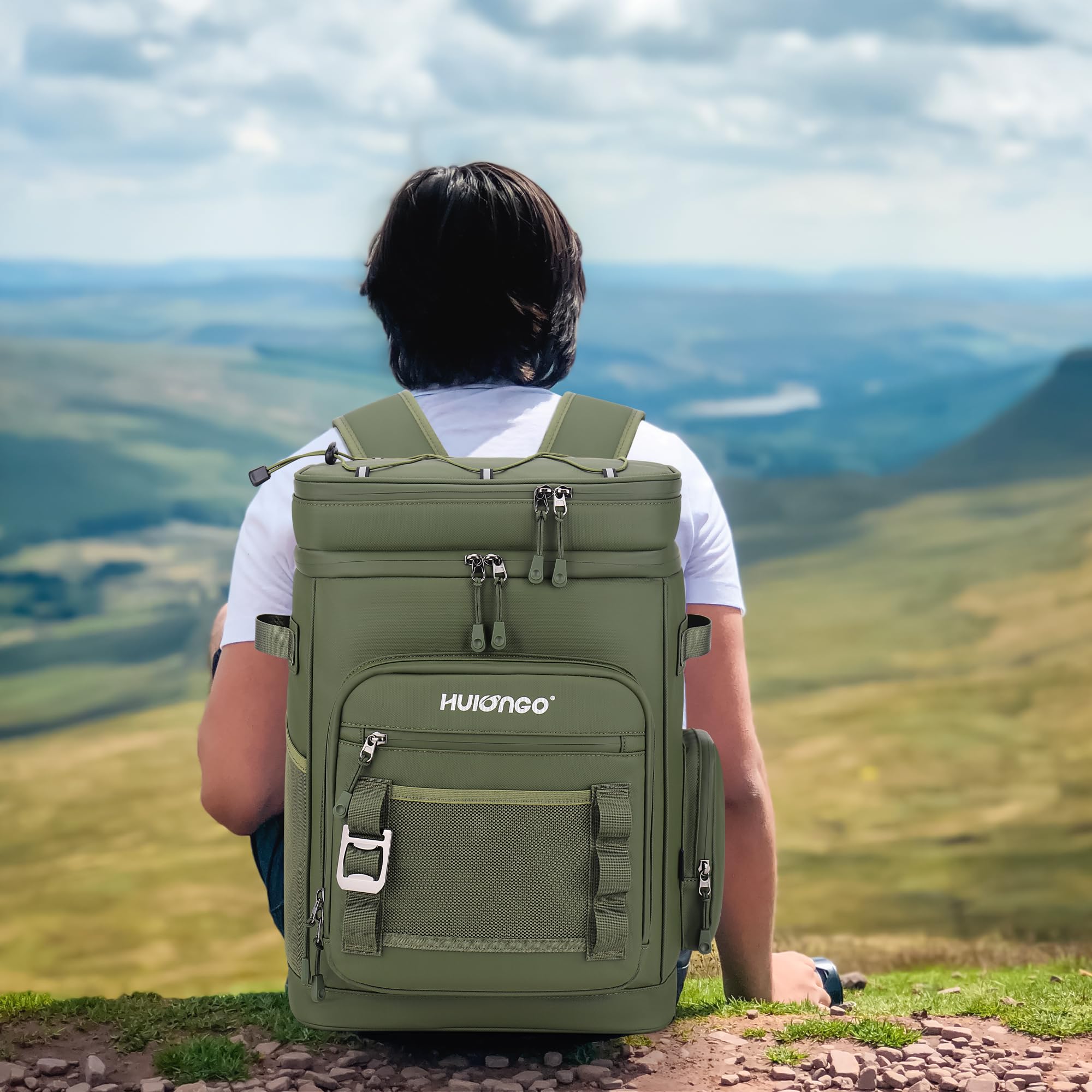 Large 30L Waterproof Insulated Cooler Backpack for Men & Women - Leak Proof Picnic, Camping, Beach, Fishing & Travel Backpack - Holds Up to 48 Cans - Perfect for Outdoor Adventures, Tailgating & Road Trips
