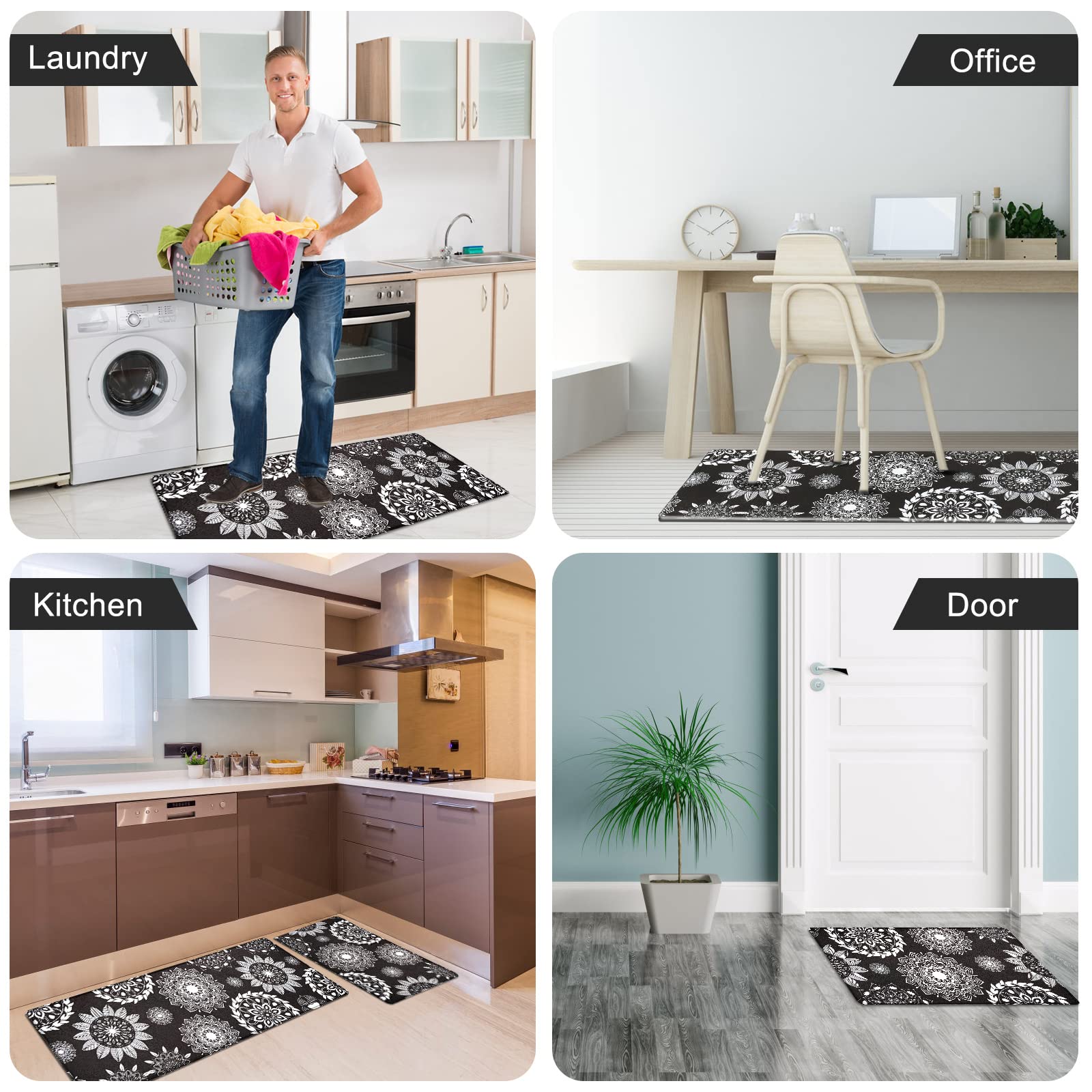 **Premium Anti-Fatigue Kitchen Mat Set of 2 – Non-Slip, Waterproof & Cushioned Floor Mats for Standing Comfort – Ideal for Kitchen, Laundry, Sink, Office & Desk Use – Ergonomic Support for Long Hours**