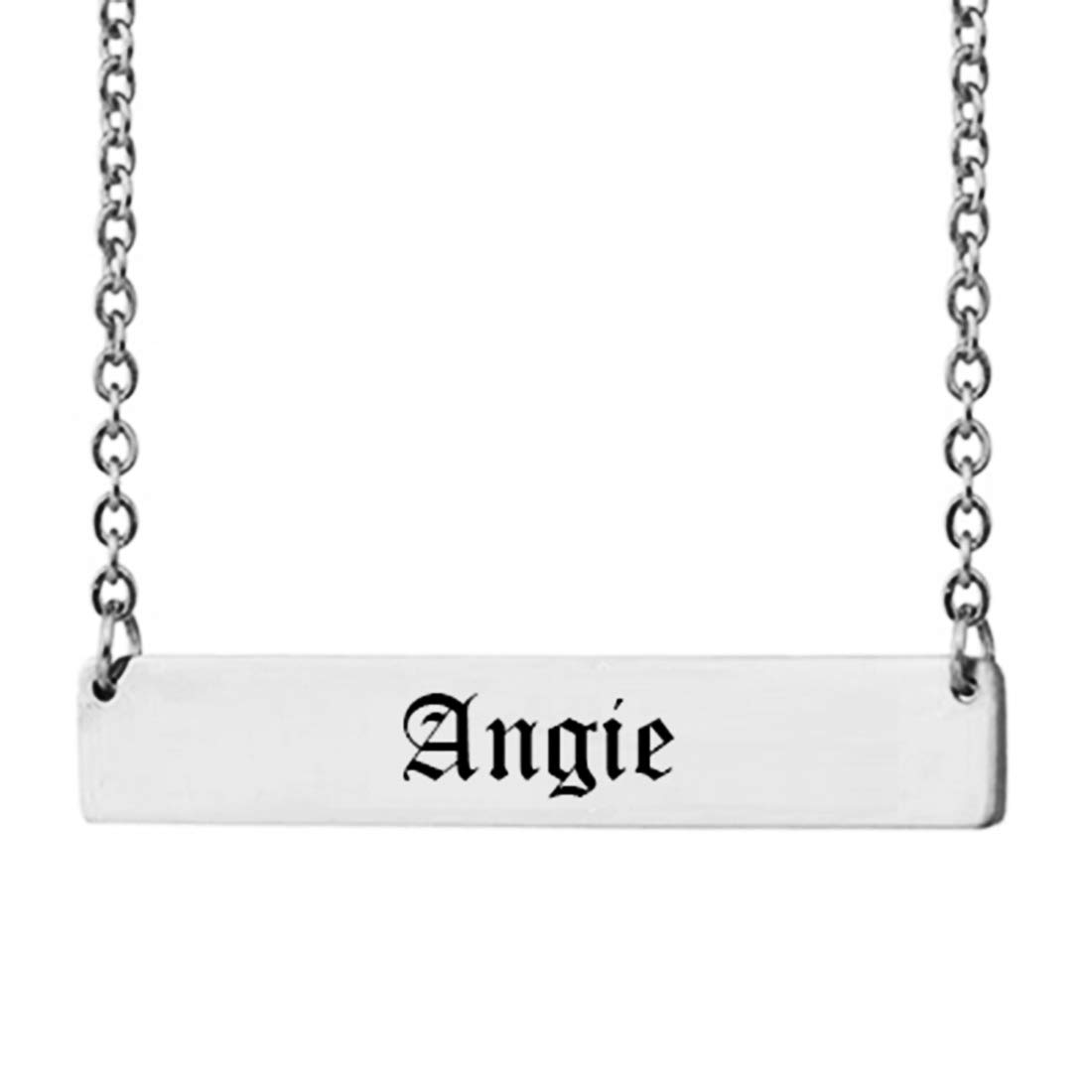 Personalized Engraved Name Necklace - Custom Text Bar Pendant Jewelry for Women - Perfect Gift for Birthday, Anniversary & Valentine's Day