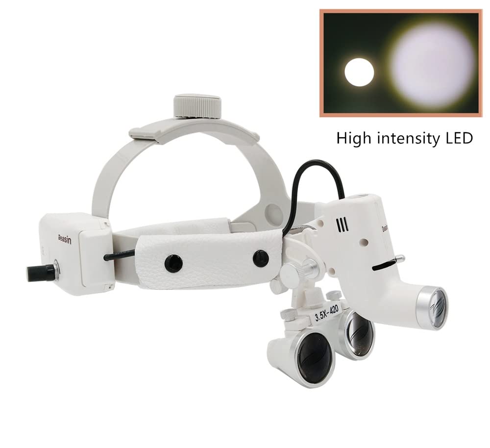 3.5X Magnifying Glasses with LED Headlight - Hands-Free Binocular Loupes for Jewelry Making, Watch Repair & Dental Work