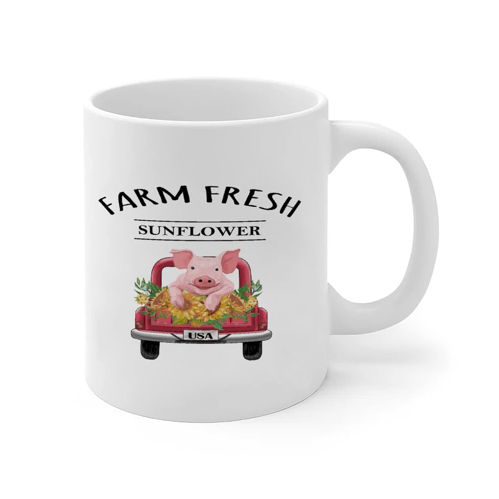 11oz White Ceramic Coffee Mug with Truck, Farm Animals & Flowers Design - Motivational & Inspirational Gift for Women - Perfect for Birthday, Office, or Home Use - Glossy Finish & Durable