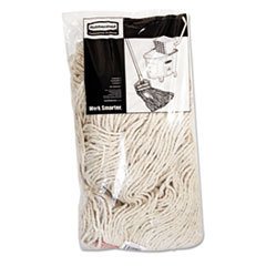 Rubbermaid Heavy Duty 8-Ply Cut-End Blend Mop - 20-Ounce Wet Floor Mop with 1-Inch Orange Headband - Commercial Grade for Office, School, Stadium & Bathroom Cleaning - White - Pack of 12 - Ideal for High-Traffic Areas and Deep Cleaning Hard Floors