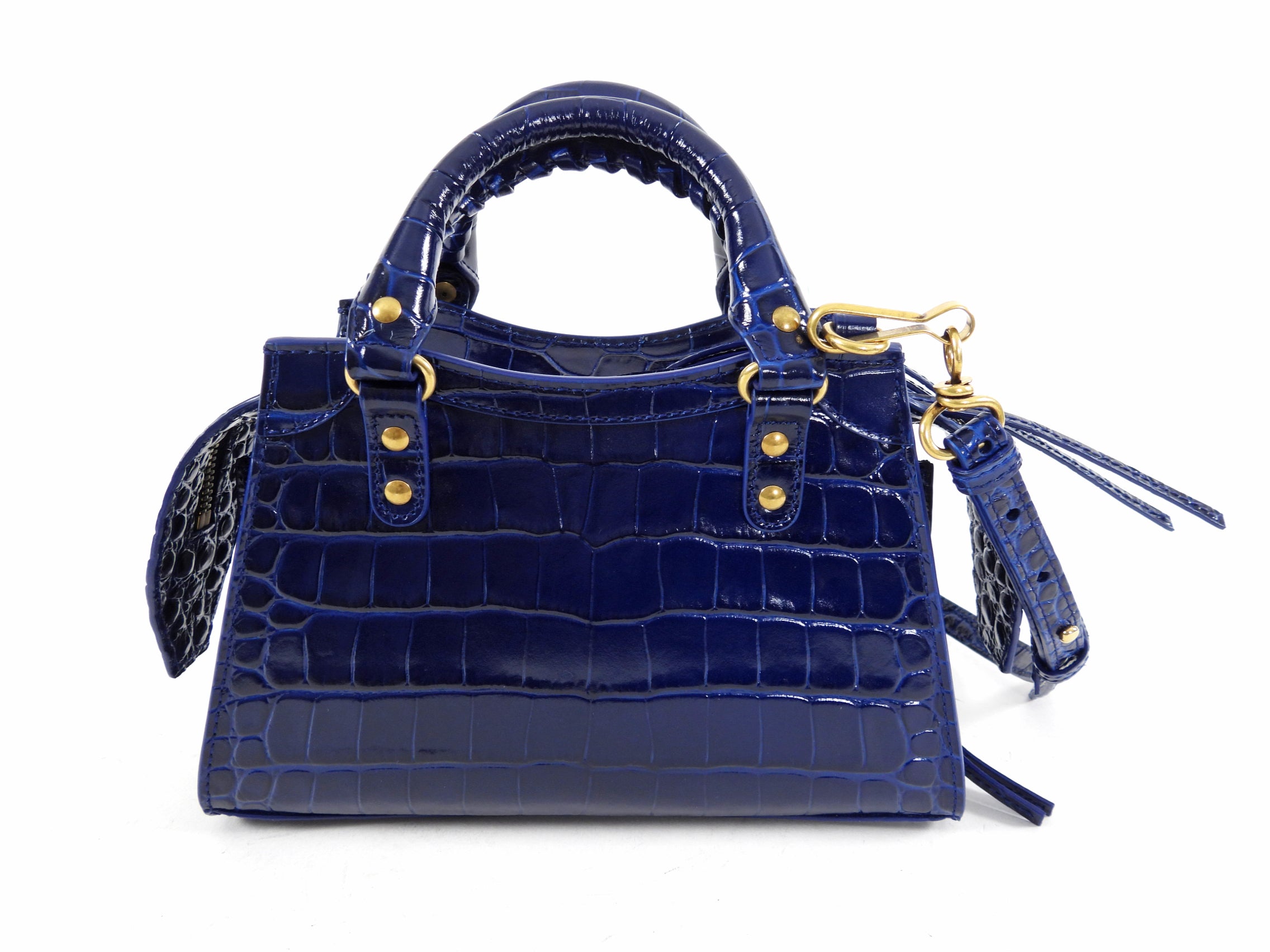 Balenciaga Navy Neo Classic Mini Bag - Crocodile Embossed Leather Crossbody Bag for Women | Perfect for Parties, Date Nights & Everyday Use