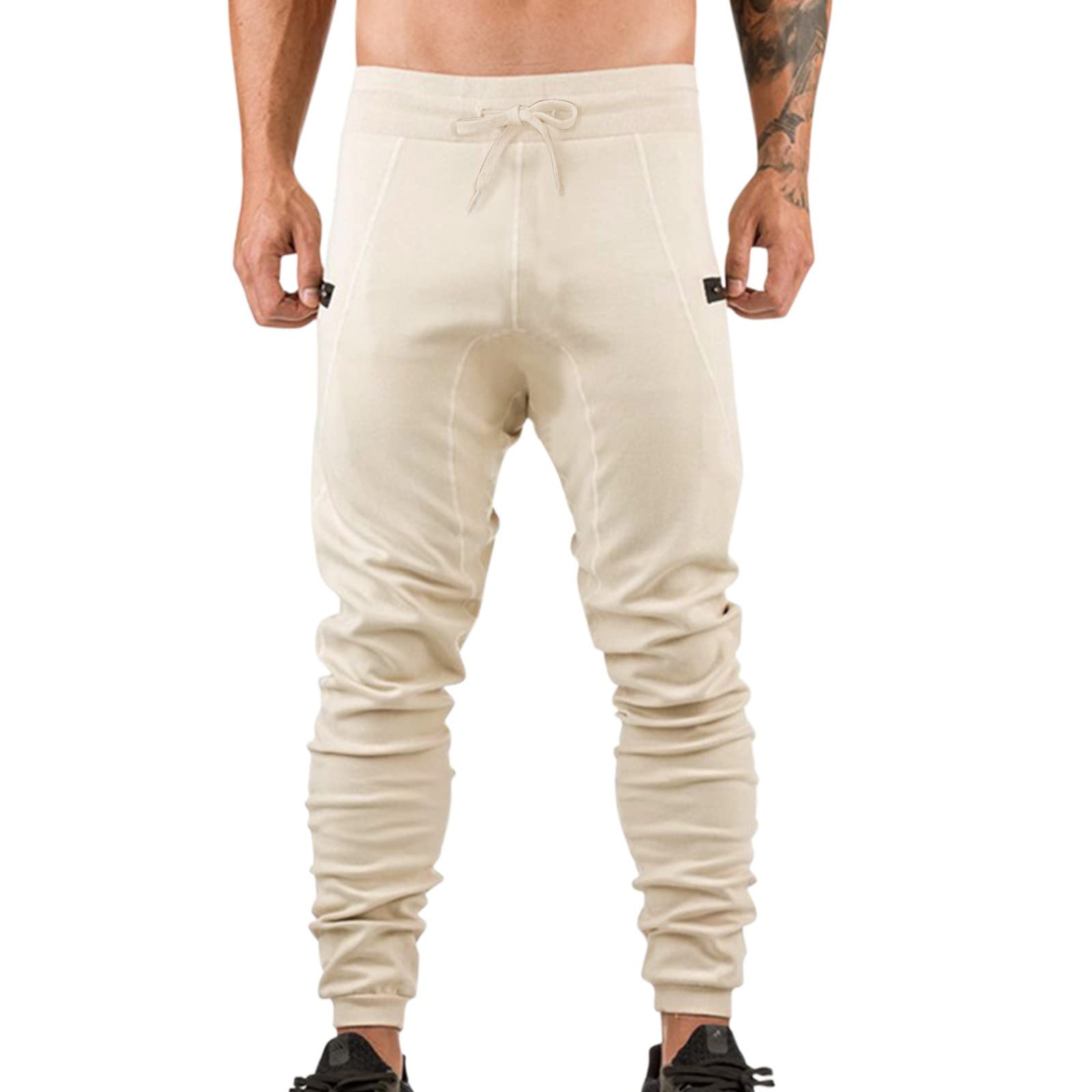 Men's Slim Fit Jogging Sweatpants with Zipper Pockets - Athletic Streetwear Casual Sports Pants for Running, Gym & Everyday Wear