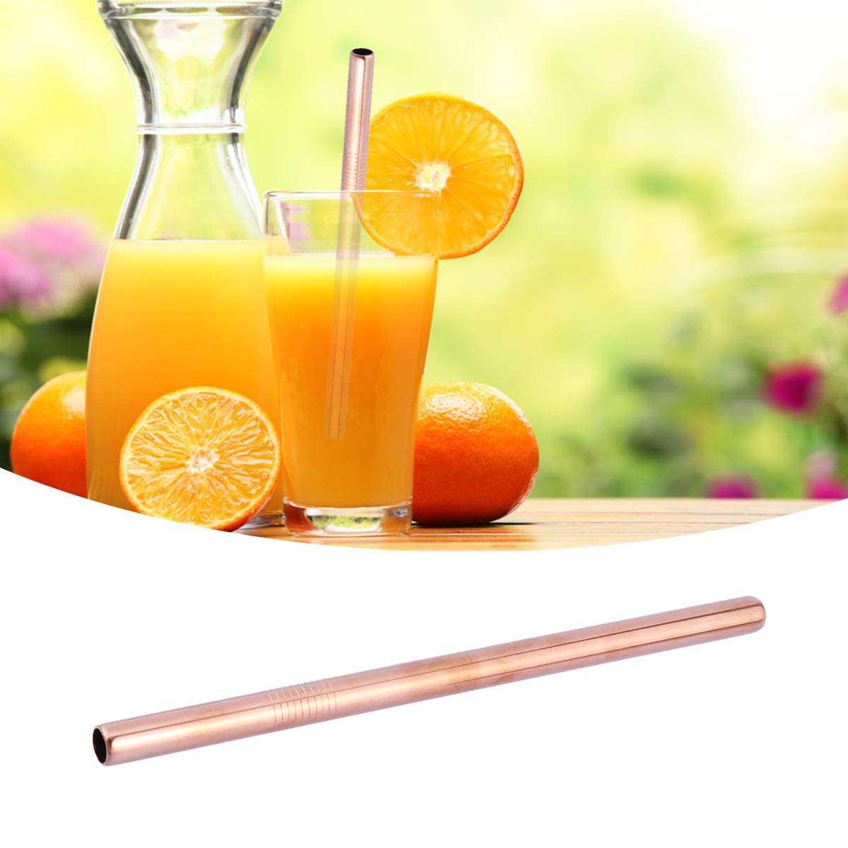 DOITOOL 1-Pack Reusable Stainless Steel Drinking Straws for Tumblers - Straight Metal Straws for Smoothies, Iced Coffee & Cold Drinks - Eco-Friendly & Dishwasher Safe